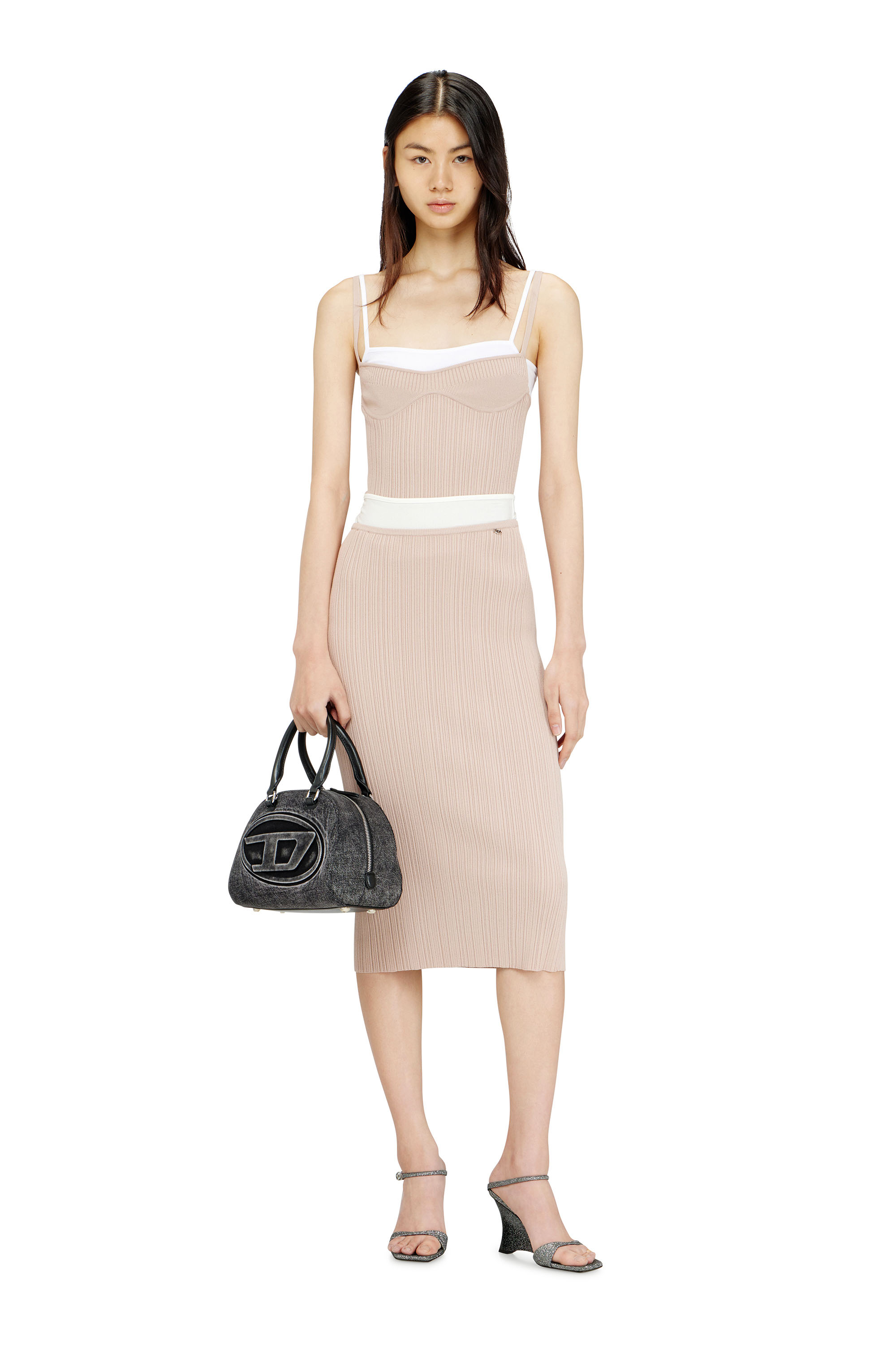 Diesel - M-ZINIA, Female's Ribbed knit skirt with contrast waistband in null - 1