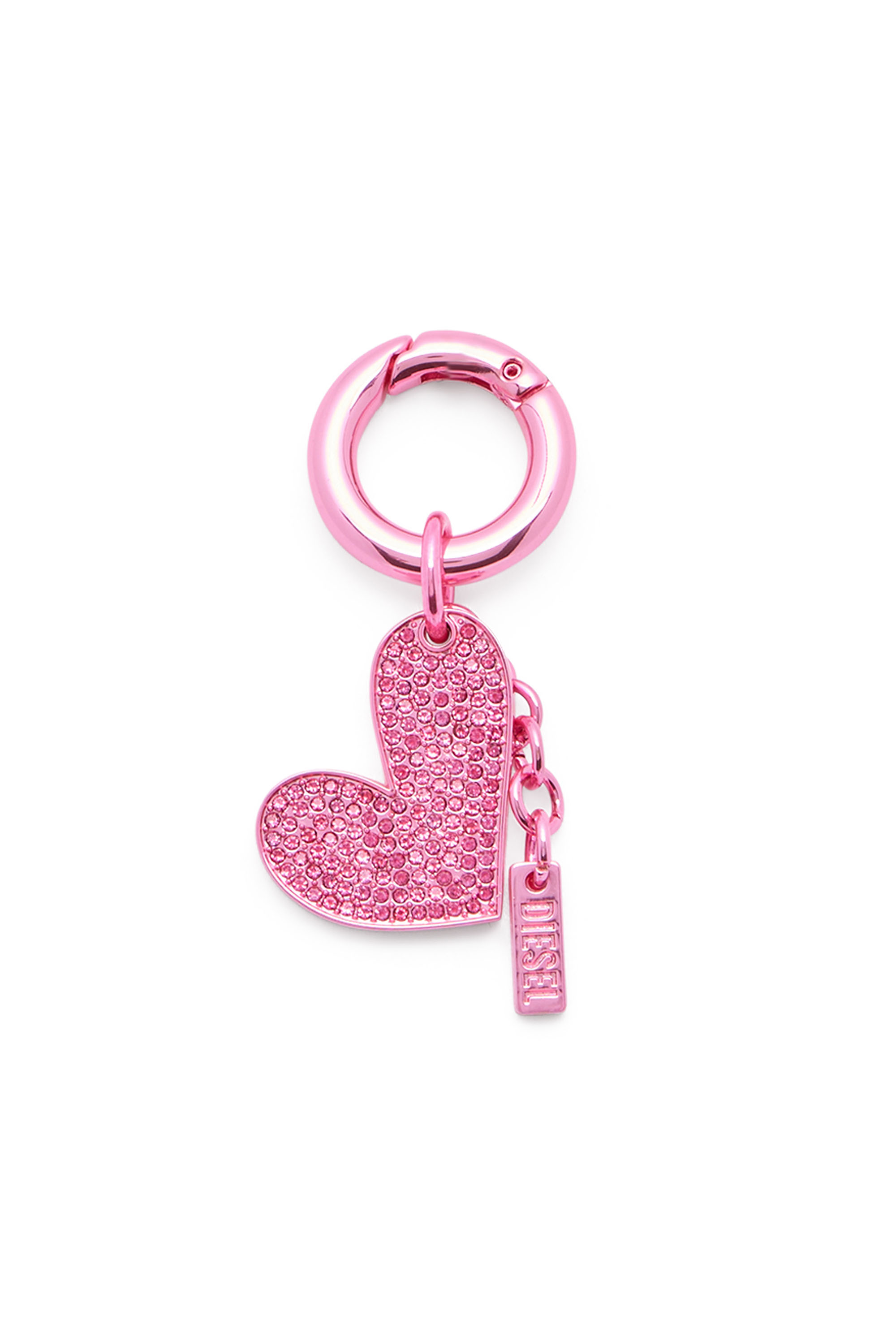 Diesel - CHARM-HEART, Colgante de coraz&oacute;n de metal con pedrer&iacute;a Mujer in Rosa - 1