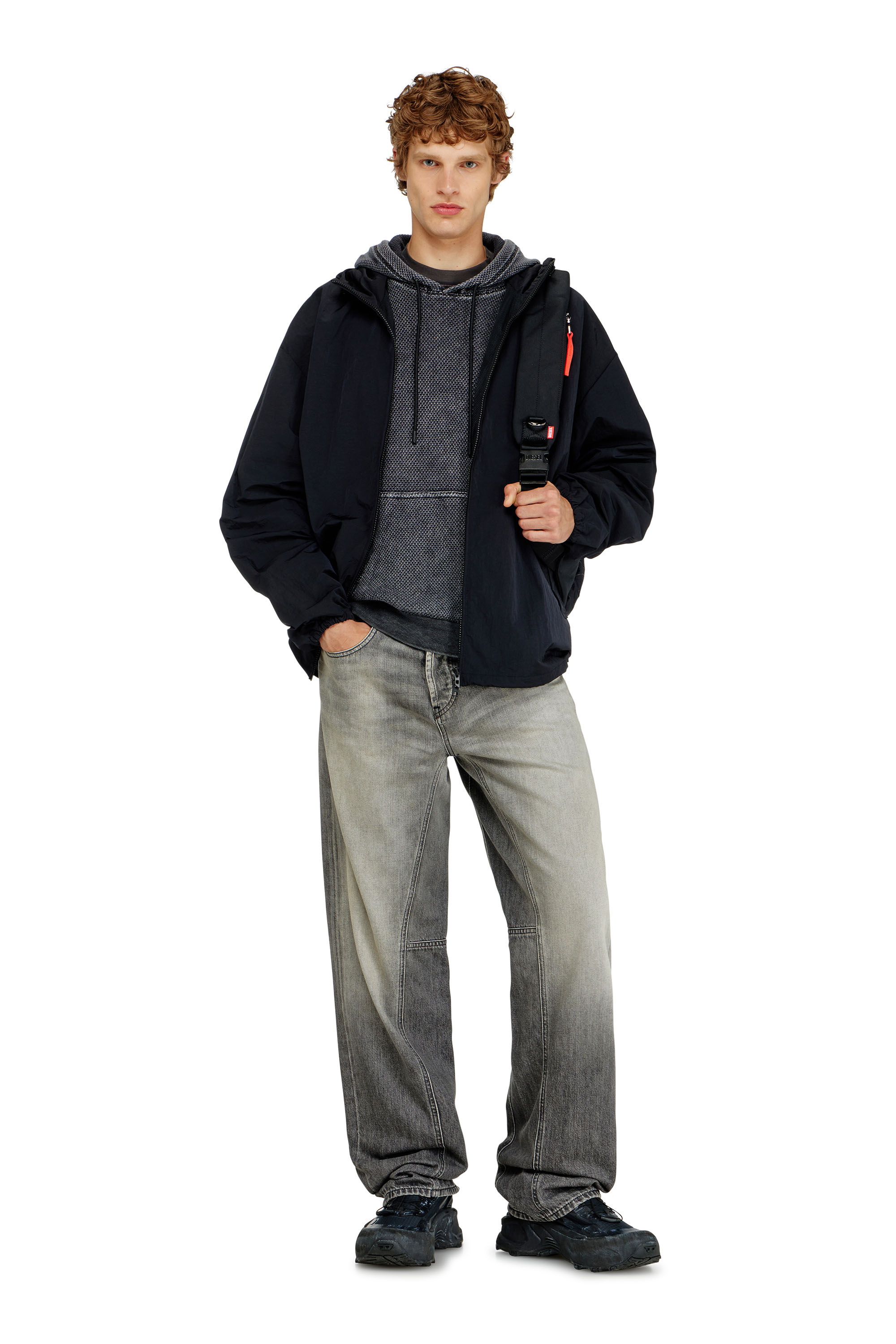 Diesel - S-NORM-HOOD-AA1, Sudadera con capucha de malla de algod&oacute;n texturizada Hombre in Gris - 2