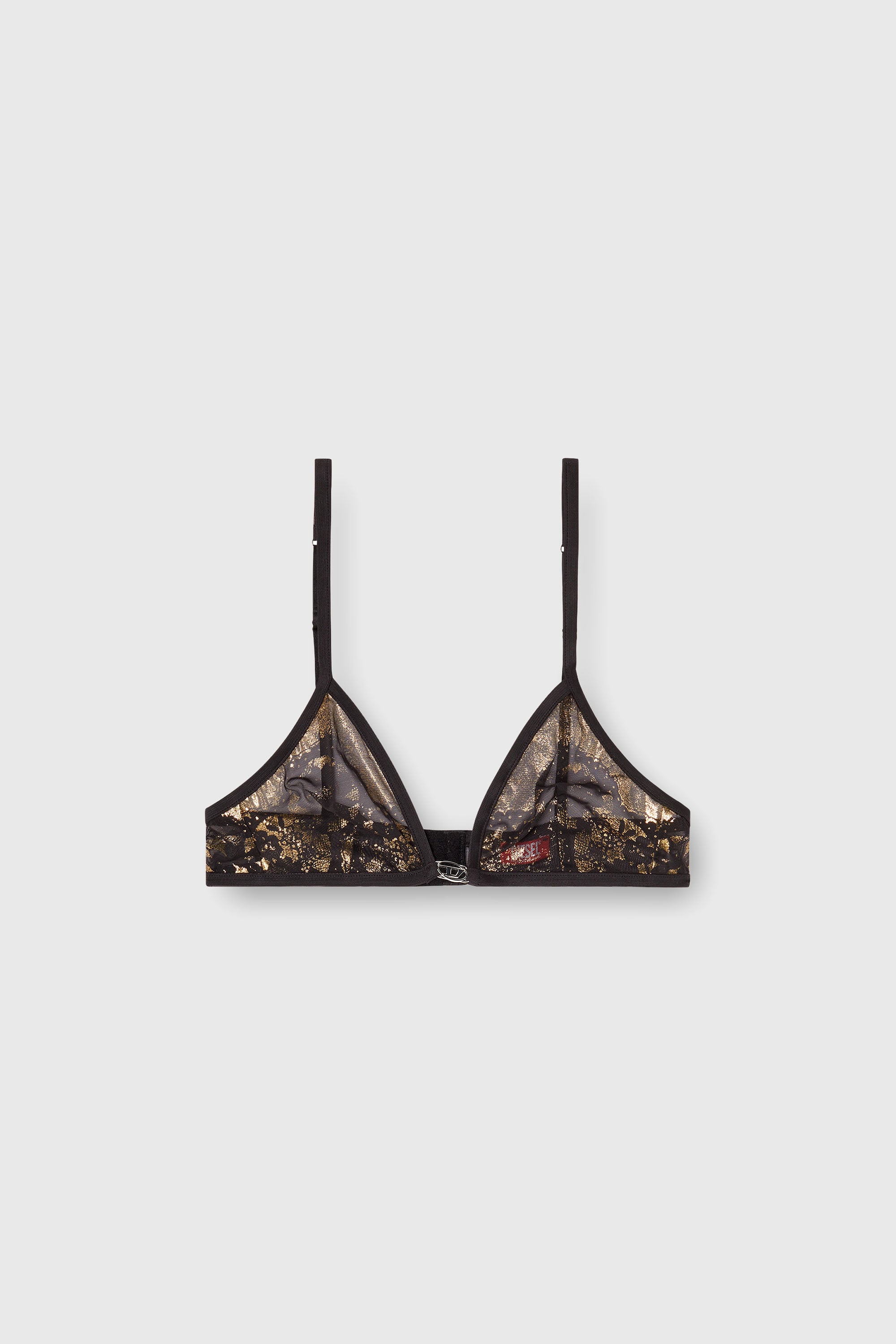 Diesel - LUNA-GFT, Soutien-gorge triangle en tulle stretch &agrave; effet m&eacute;tallis&eacute; Femme in Noir - 2