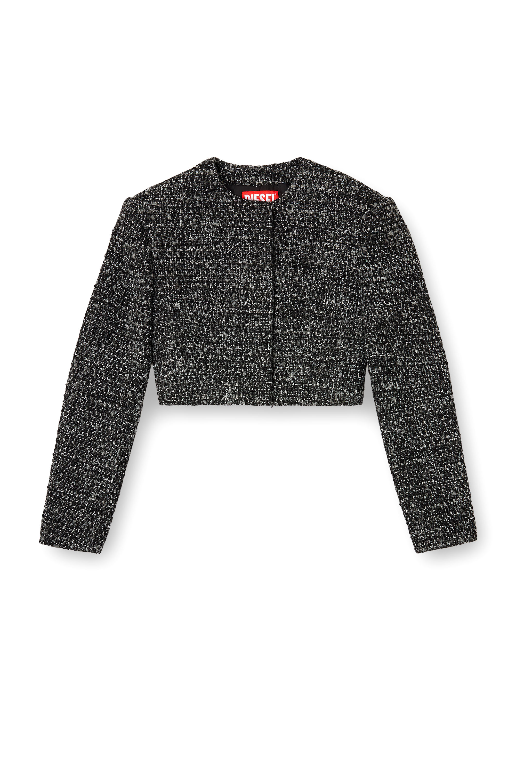 Diesel - G-CROP-G, Female's Cropped jacket in bouclé fabric in Black - 3