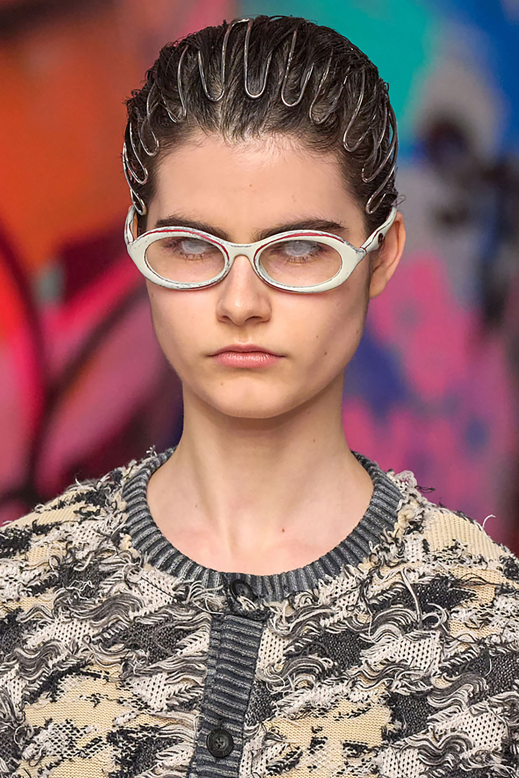 Diesel - VOLT-D HEADBAND, Bandeau cage avec logos Oval D Femme in Gris argenté - 3