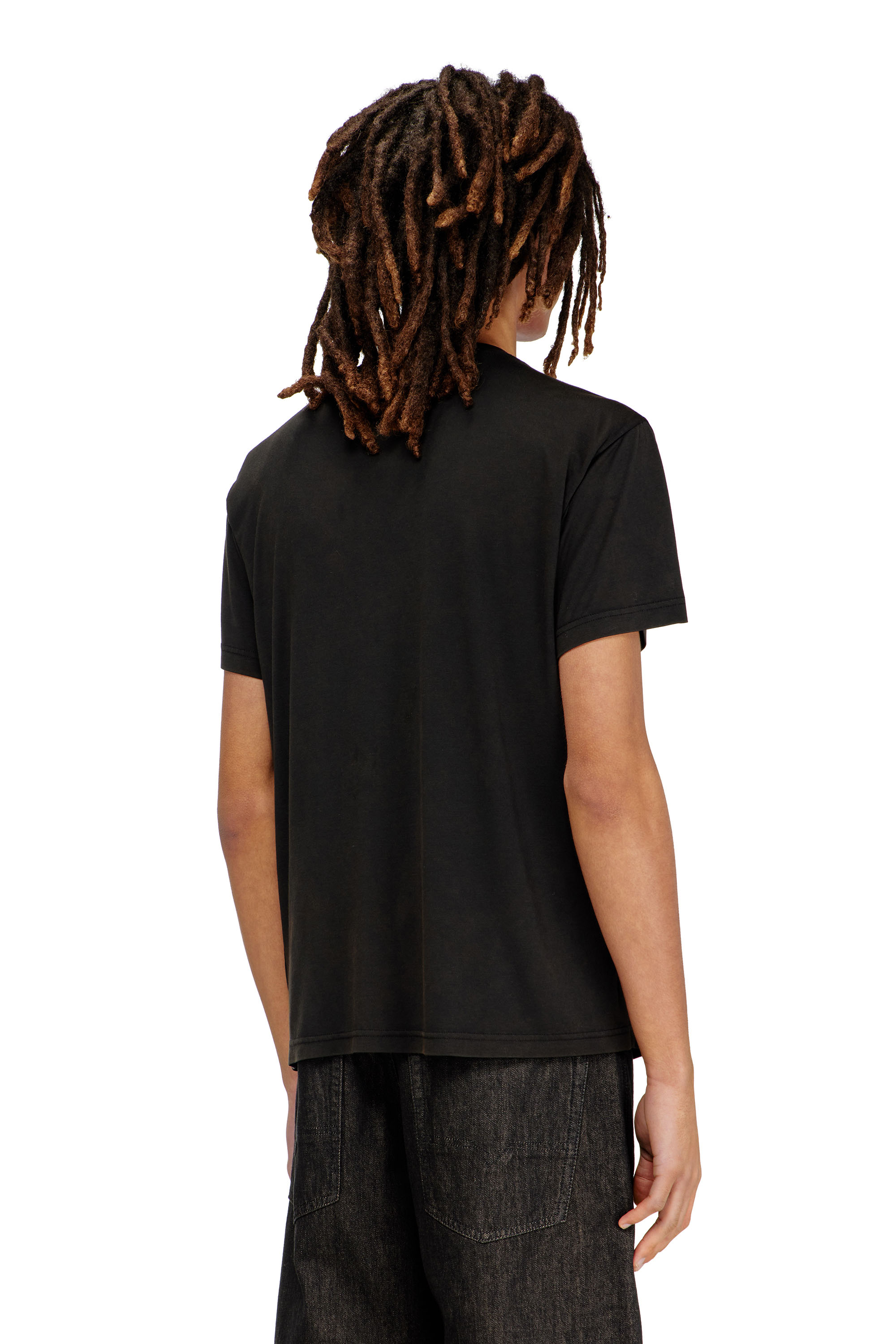 Diesel - T-NORMS, Man's Fluid T-shirt with micro embroidery in Black - 4