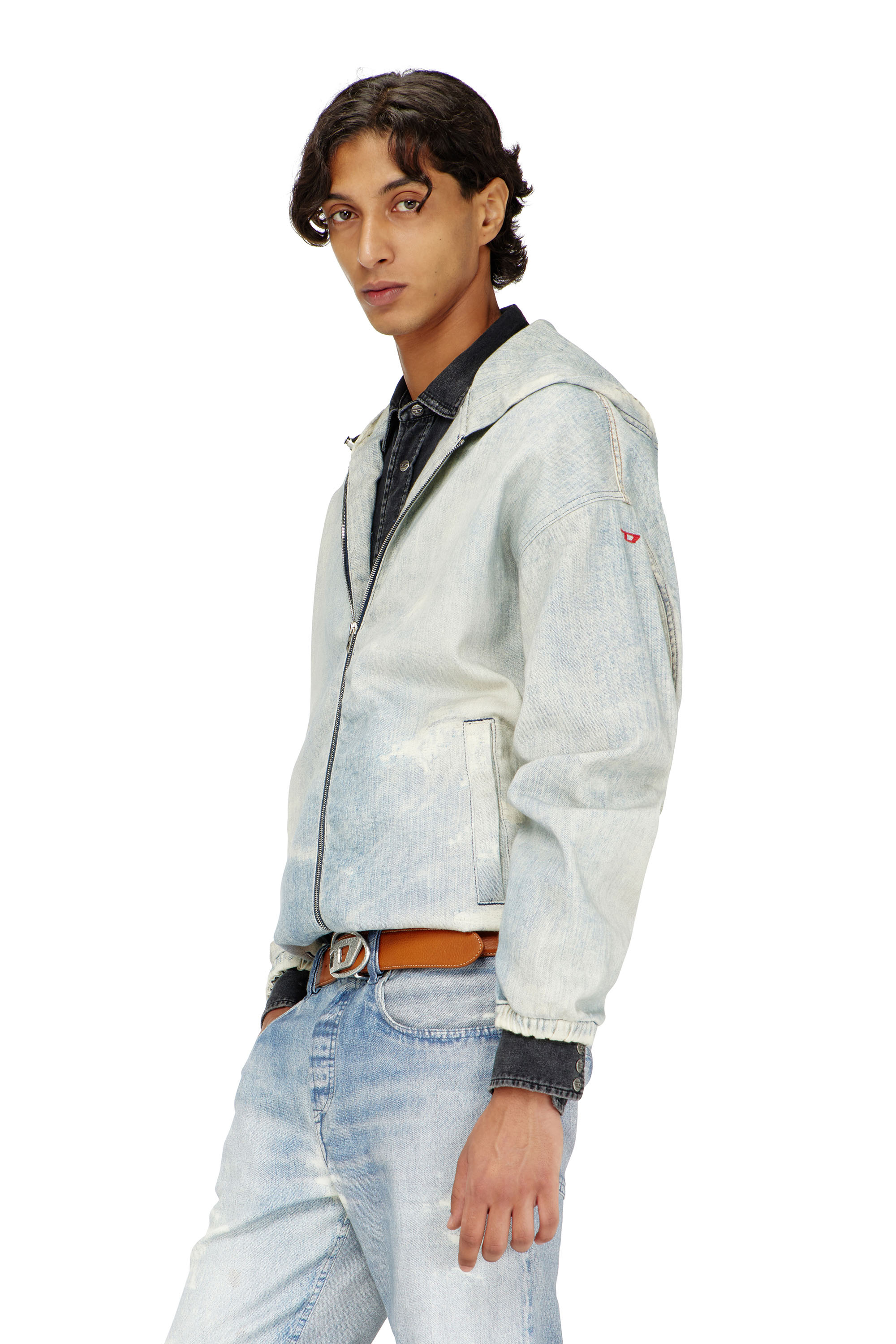 Diesel - D-WYNNY JOGG, Chaqueta JoggJeans con efecto trompe l&rsquo;oeil Hombre in Azul marino - 3