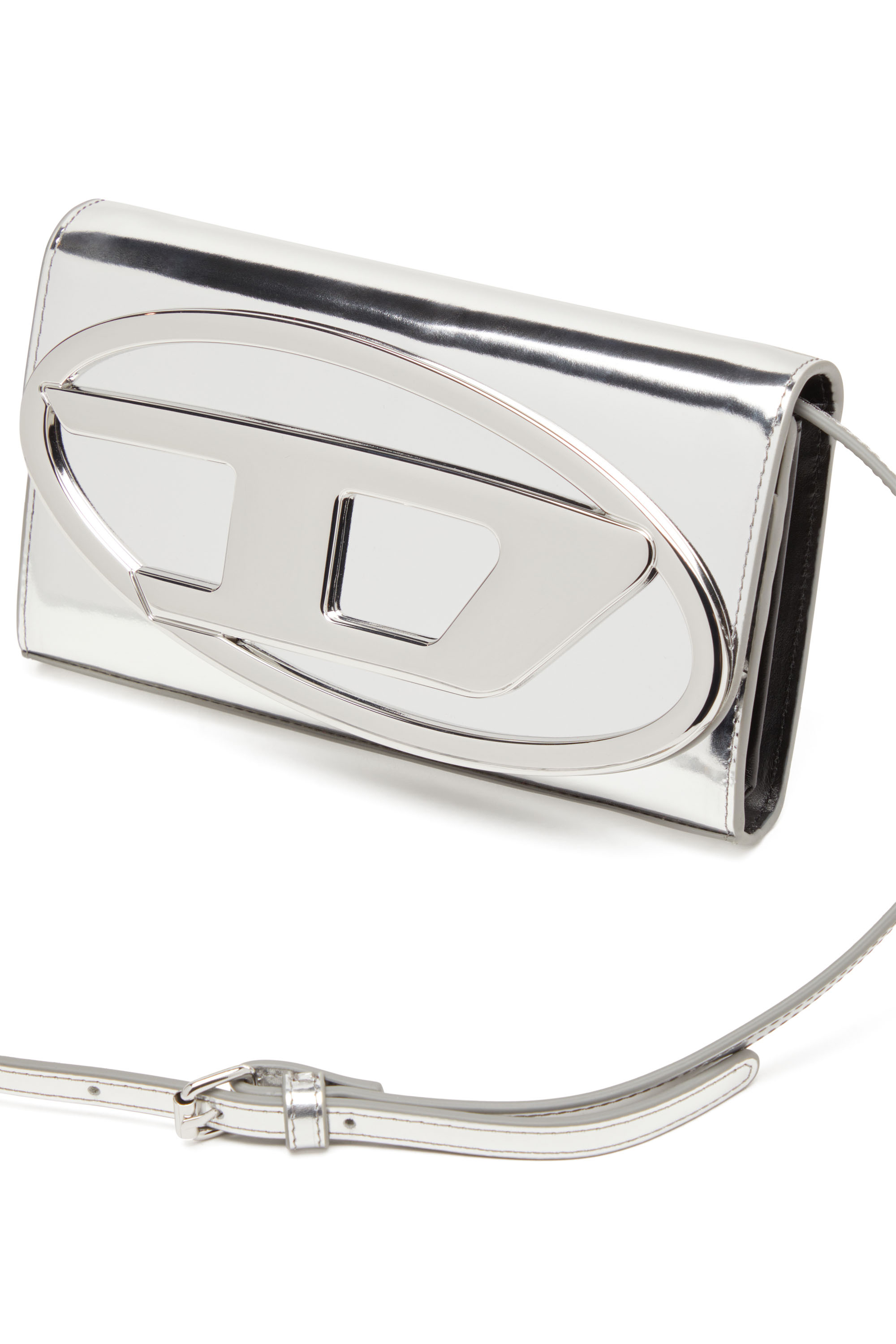 Women's Wallet bag in mirrored leather | Silver | Diesel