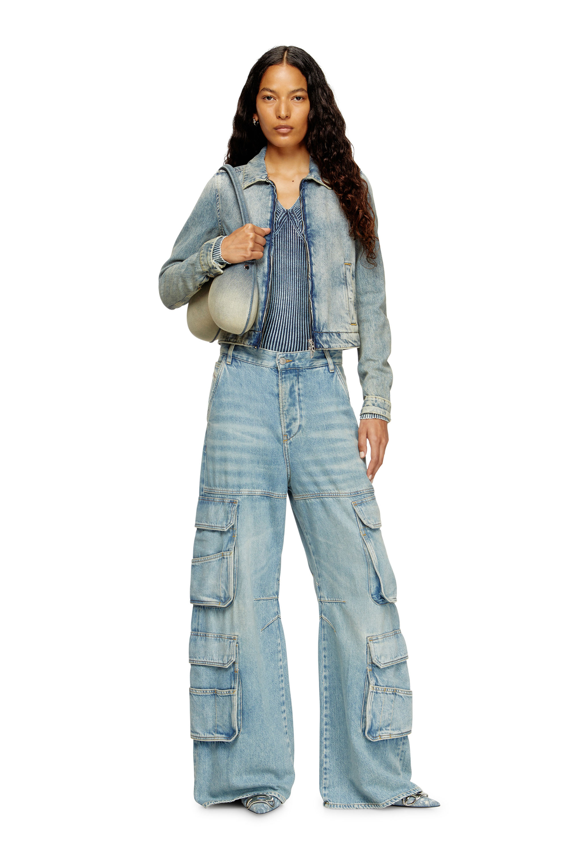 Diesel - DE-CORB, Female's Jacket in dirt-effect fluid Tencel denim in Light Blue - 2