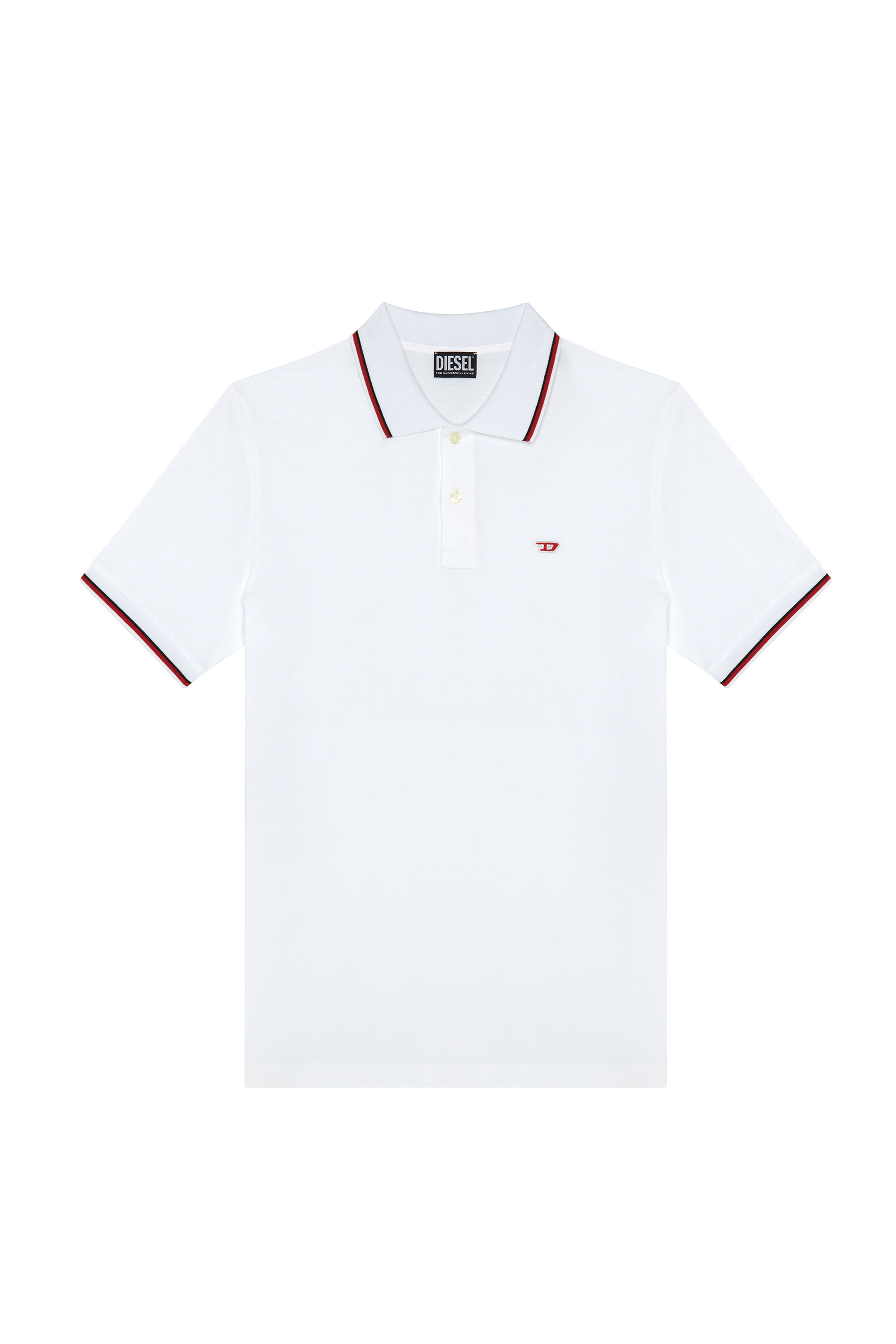 Diesel - T-SMITH-D, Man's Polo shirt with striped trims in White - 2