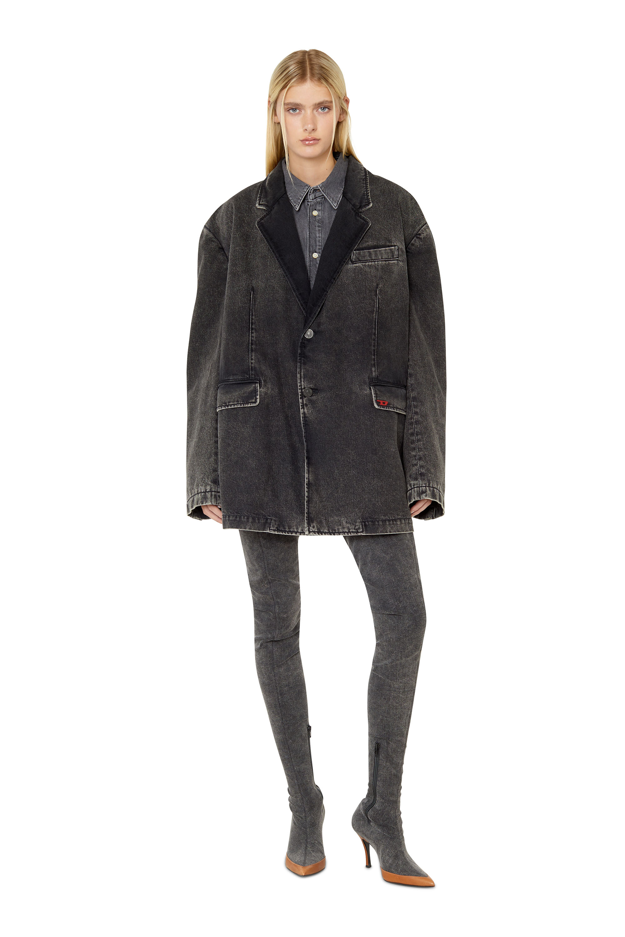 Diesel - D-BLAZ SINGLE BREASTED BLAZER, Unisex's Denim blazer in Black/Dark grey - 6