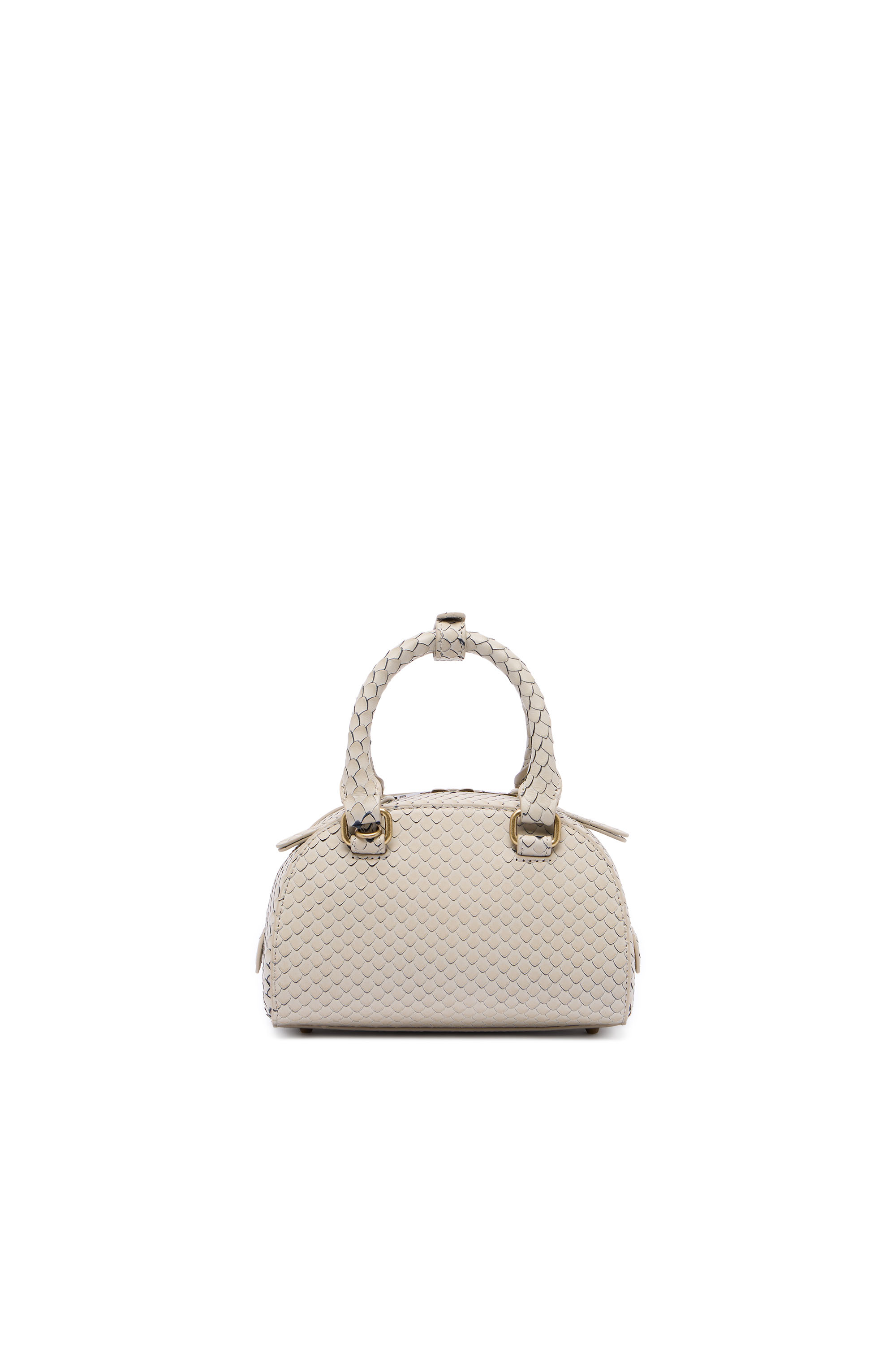Diesel - 1DR DOME CROSSBODY, 1DR Dome-Bolso bowling mini en piel efecto serpiente Mujer in Beige - 2