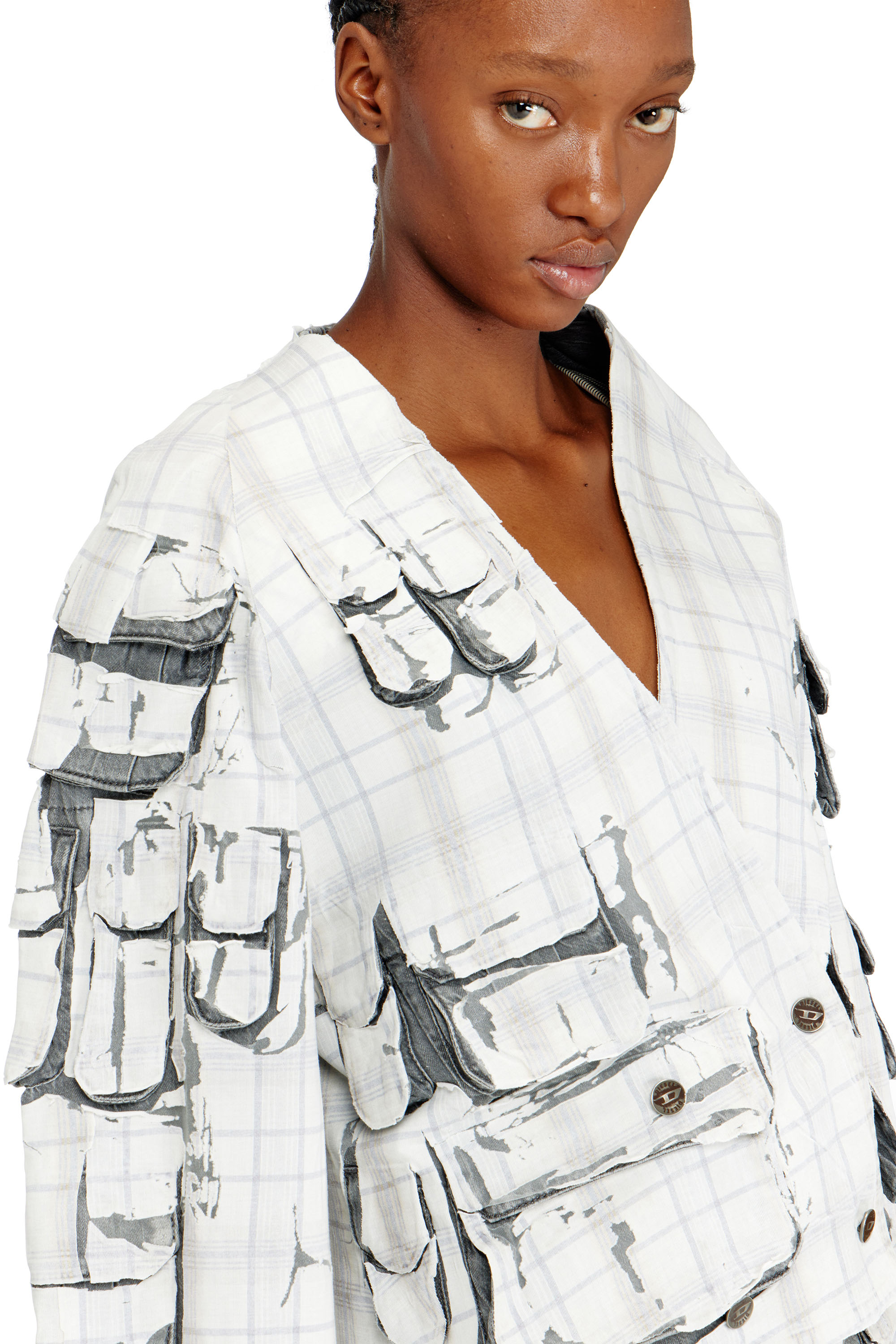 Diesel - DE-TALBAR-FSI, Woman's Denim cardi jacket with peel-off effect in Light Grey - 4