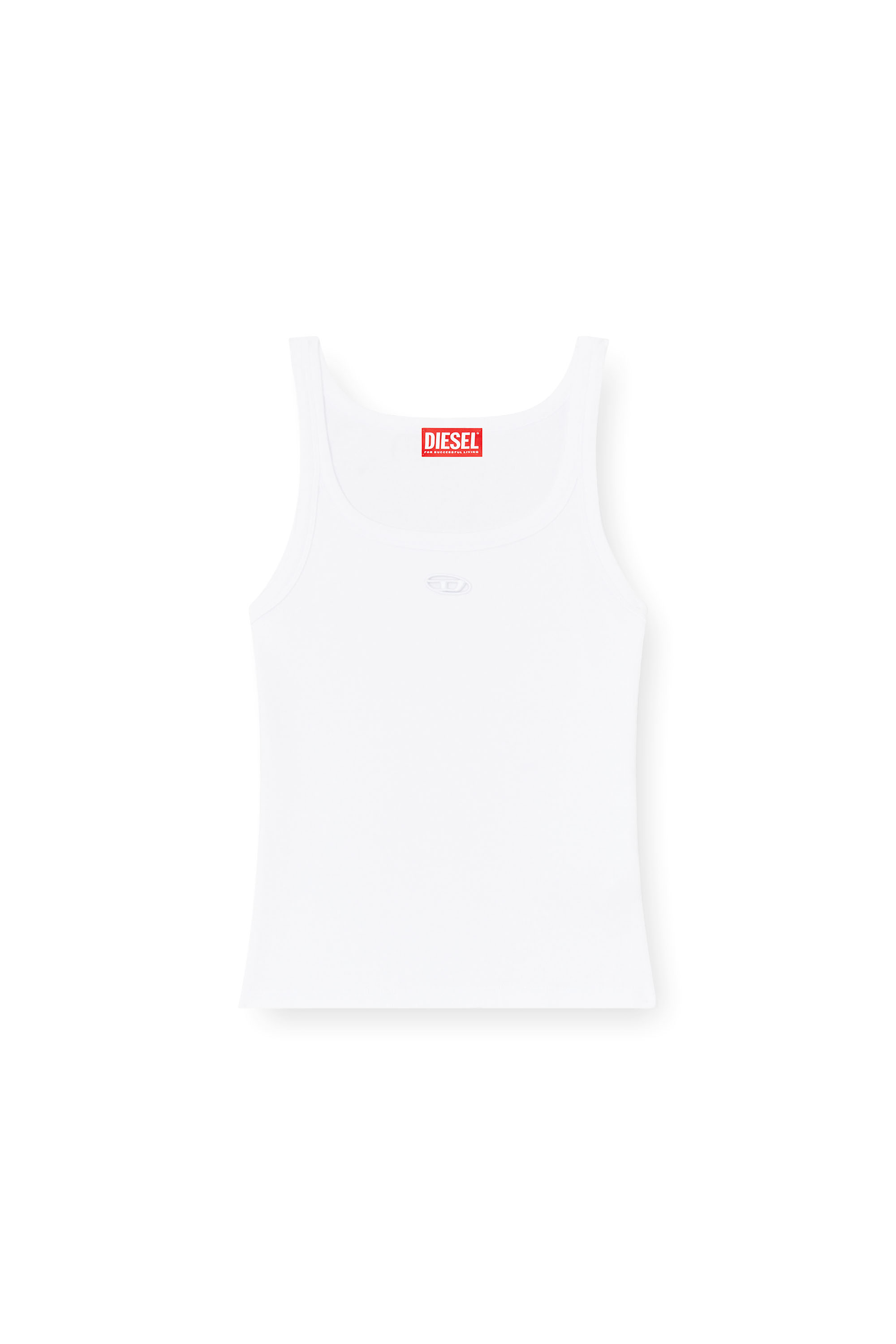 Diesel - T-WIFE-OD, Female's Slim tank top with laser-cut Oval D in White - 3