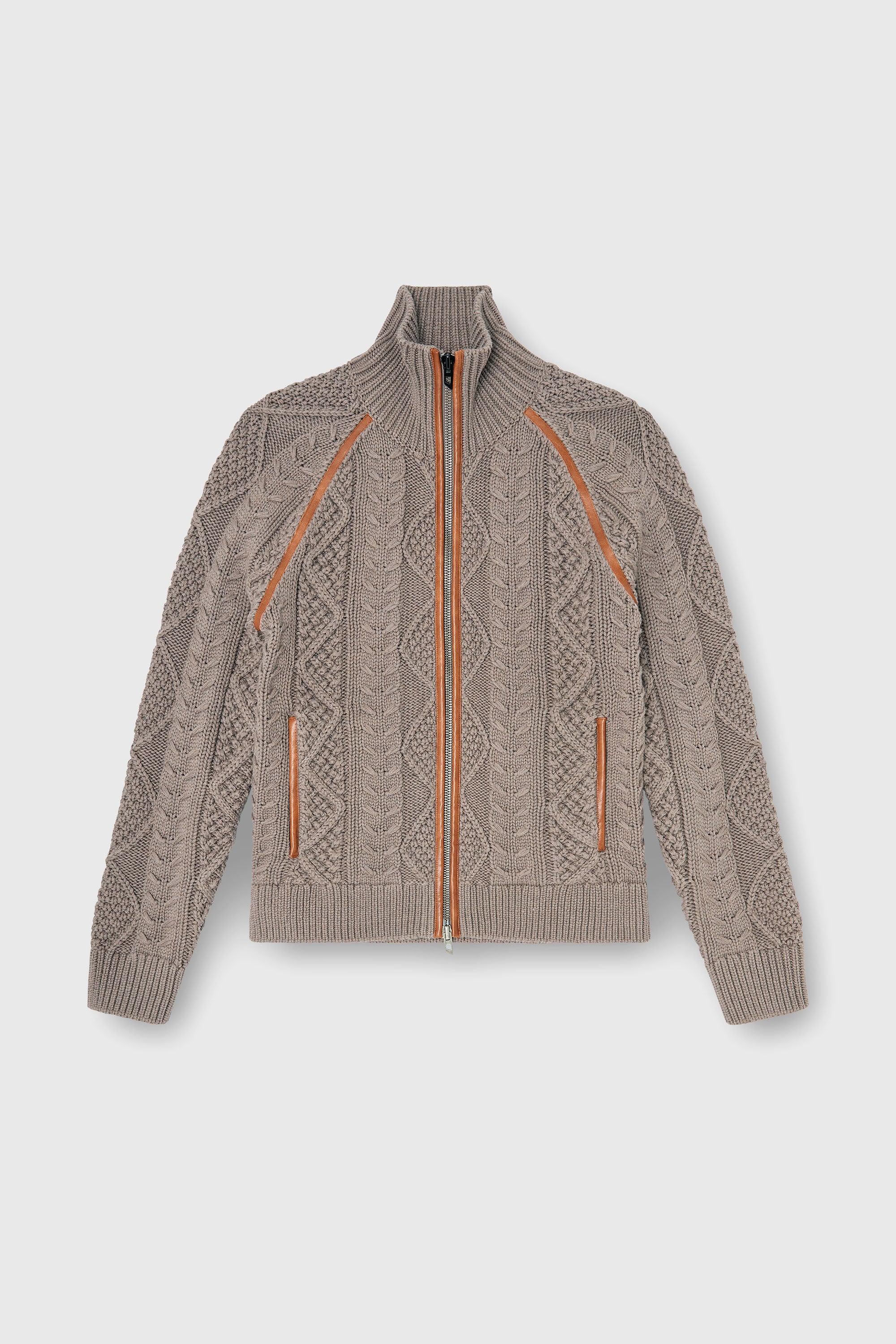 Diesel - K-INOKI, C&aacute;rdigan de punto trenzado con cremallera Hombre in Gris - 2