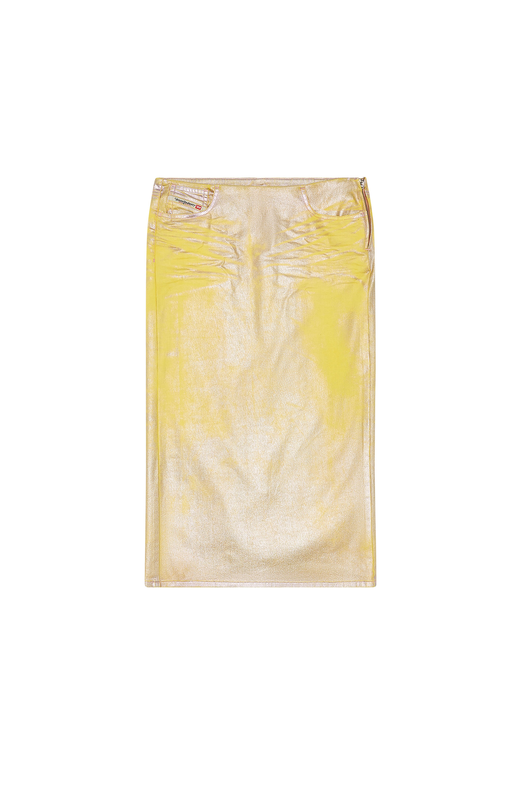 Diesel - DE-PRA-S2, Woman's Skirt in bicolour laminated denim in Yellow - 2