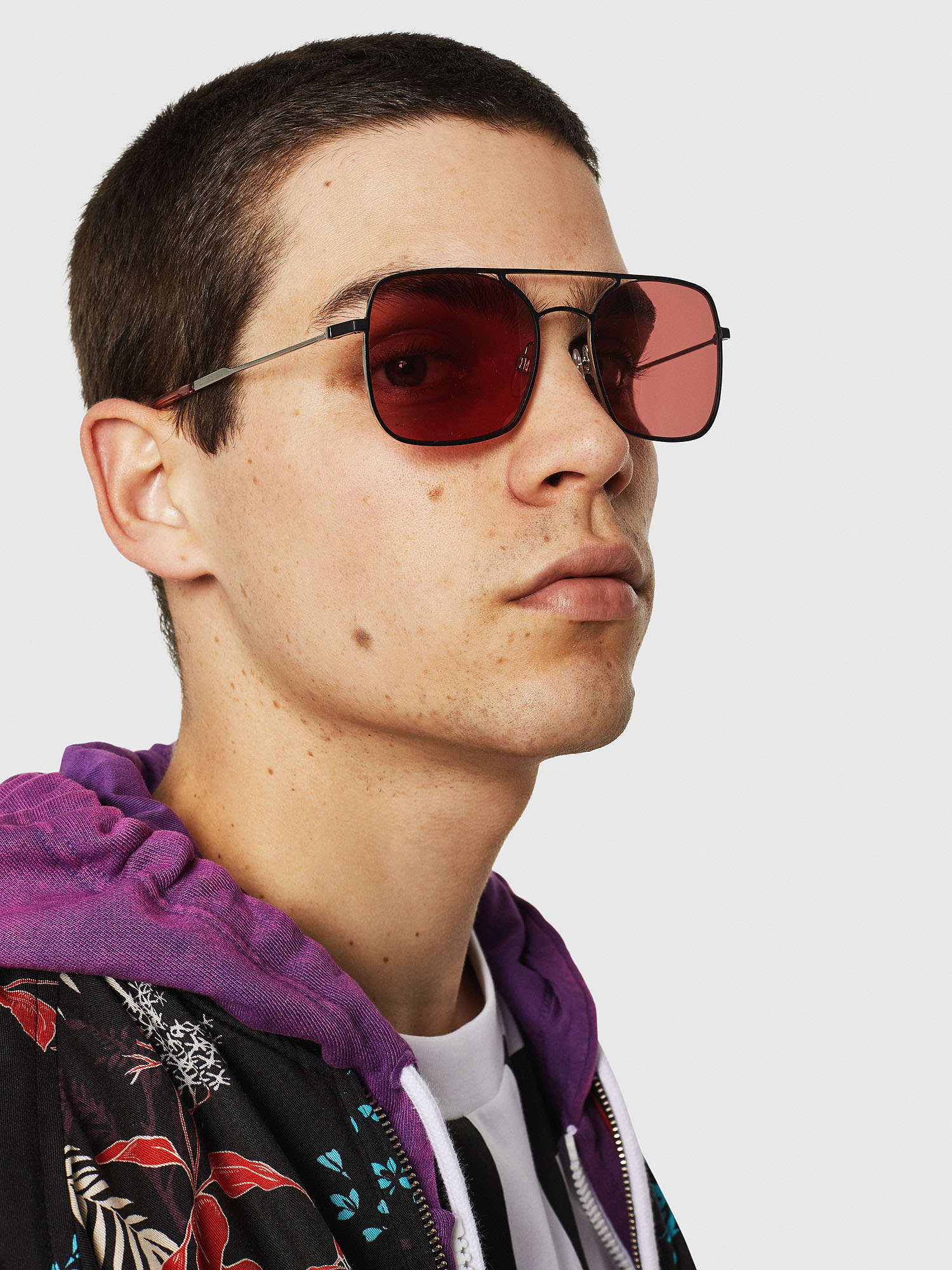 Diesel - DL0302, Unisex's Sunglasses in metal in Pink/Black - 6