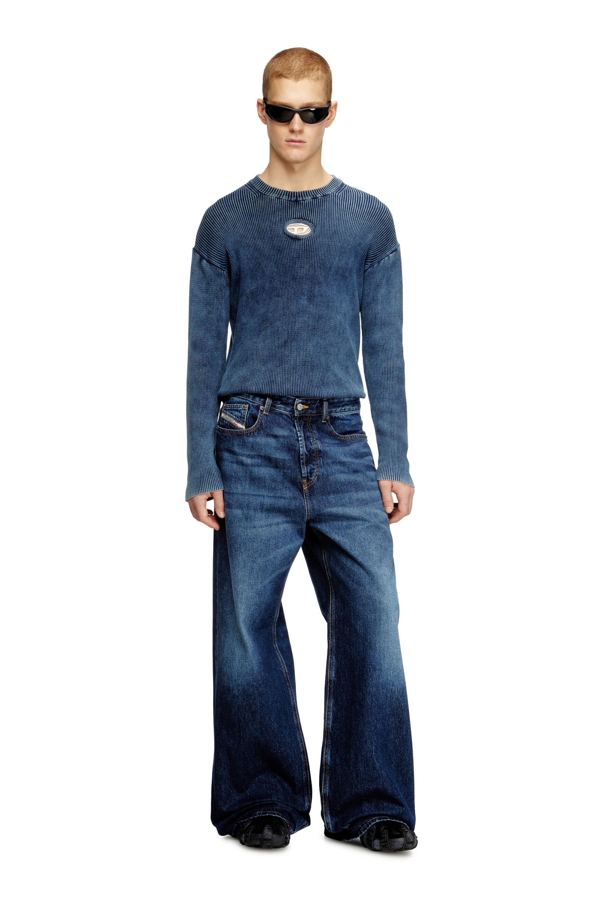 Diesel - K-DARREN-D, Man's Cut-out ribbed jumper with Oval D plaque in null - 2