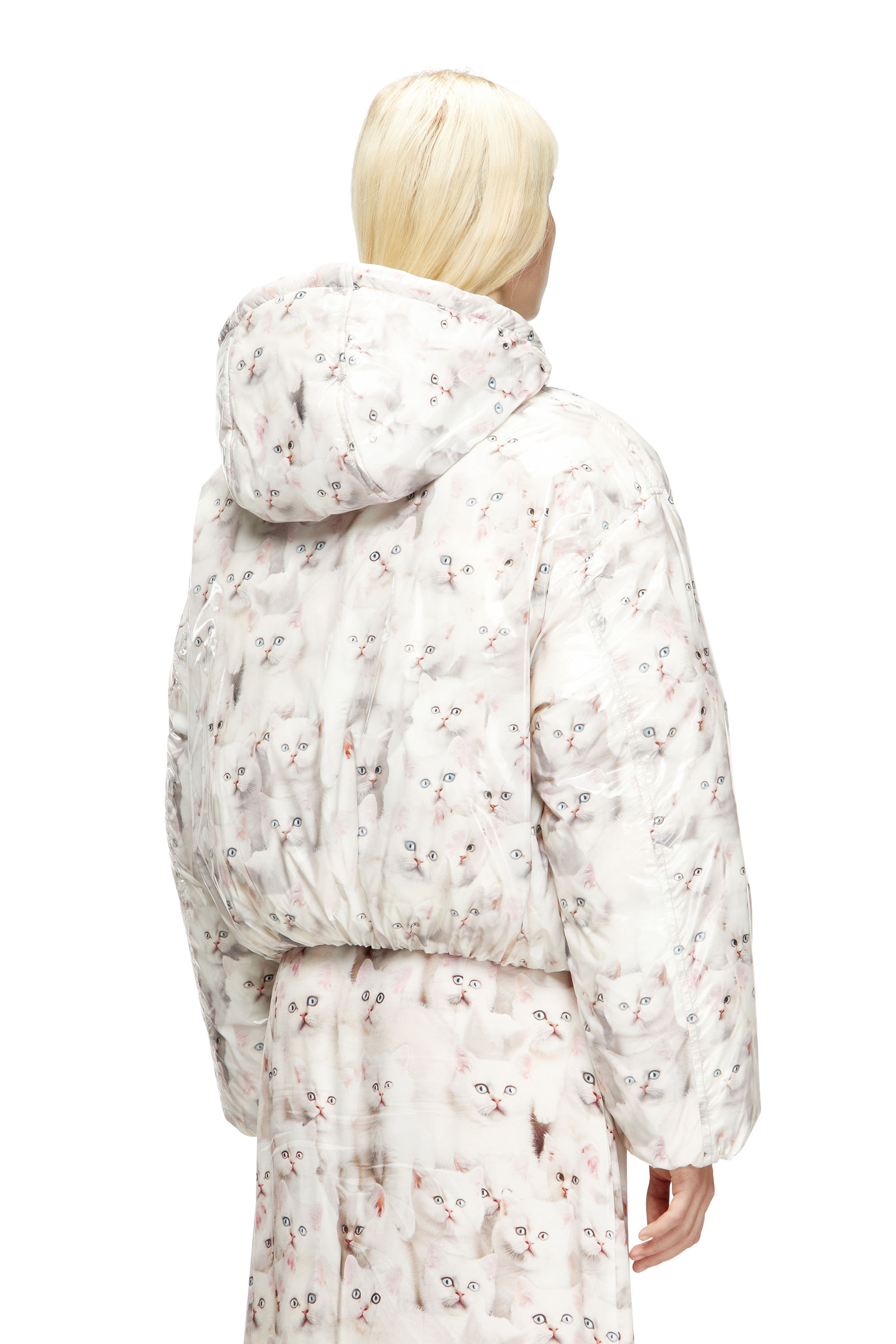 Diesel - W-INNER-R1, Female's Padded jacket with cat print in White - 4