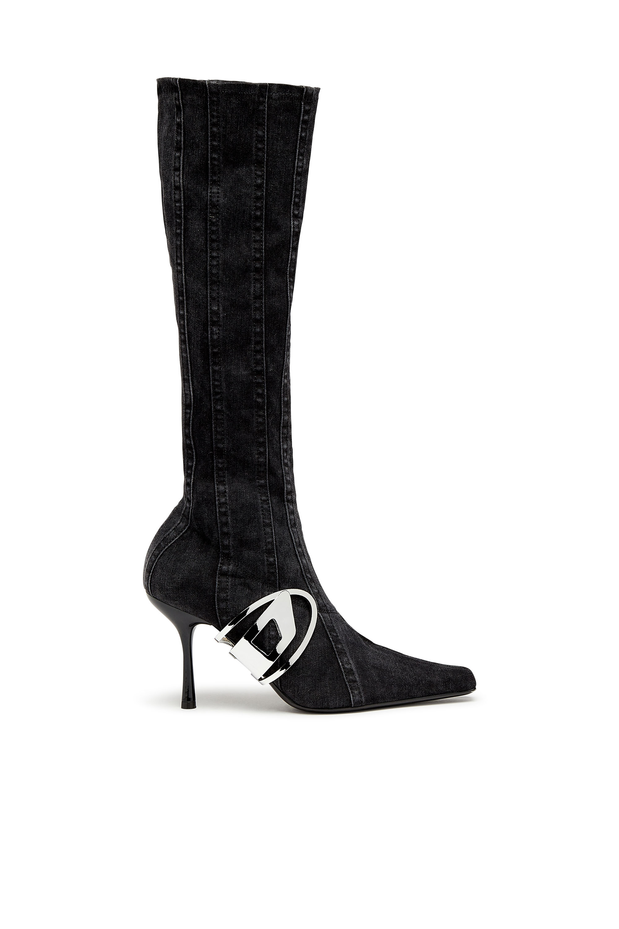 Diesel - D-ECLIPSE KBT, Woman's D-Eclipse KBT - Knee-high boots in stretch denim in Black - 1