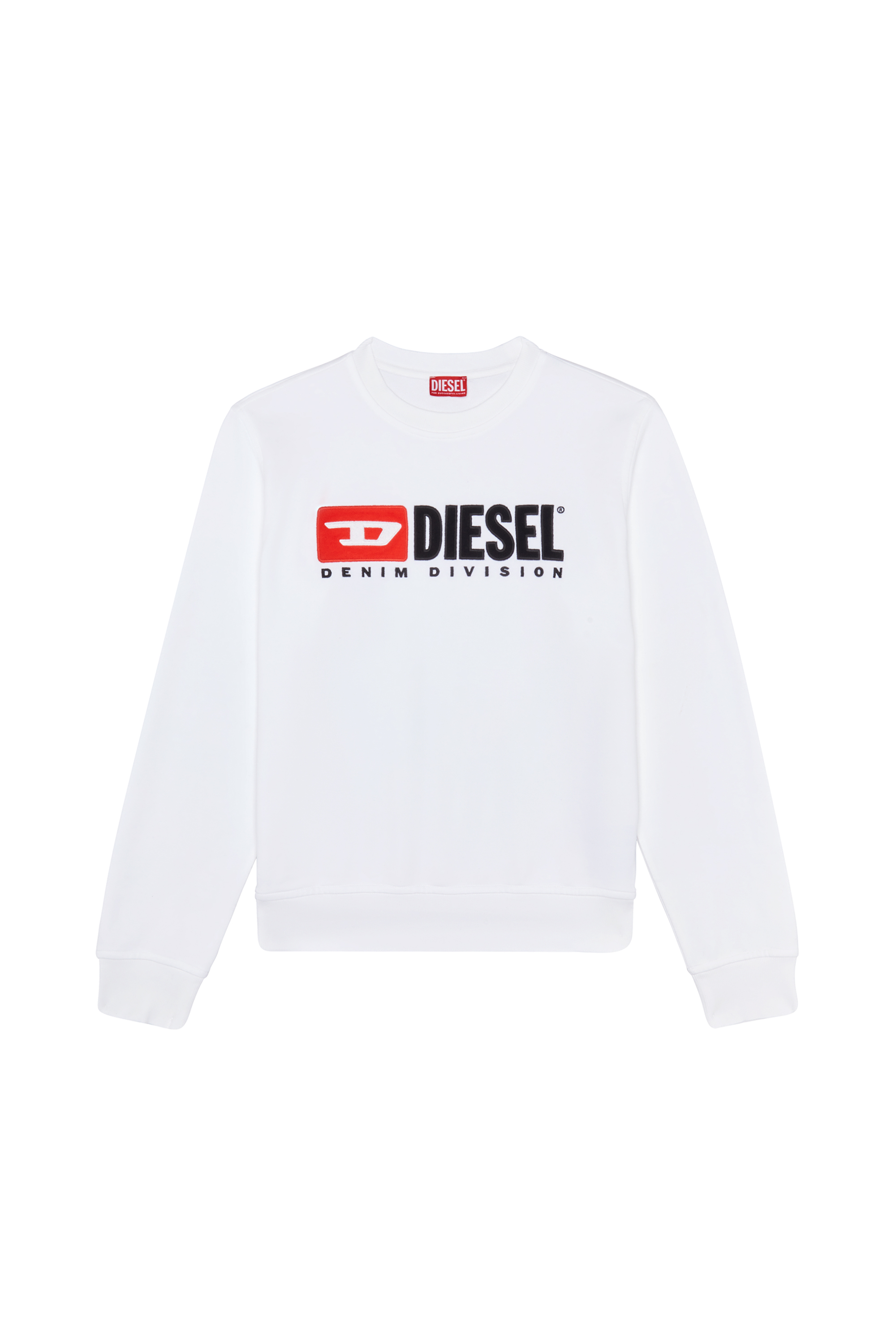 Diesel - S-GINN-DIV, Man's Sweatshirt with logo appliqu&eacute; in White - 2