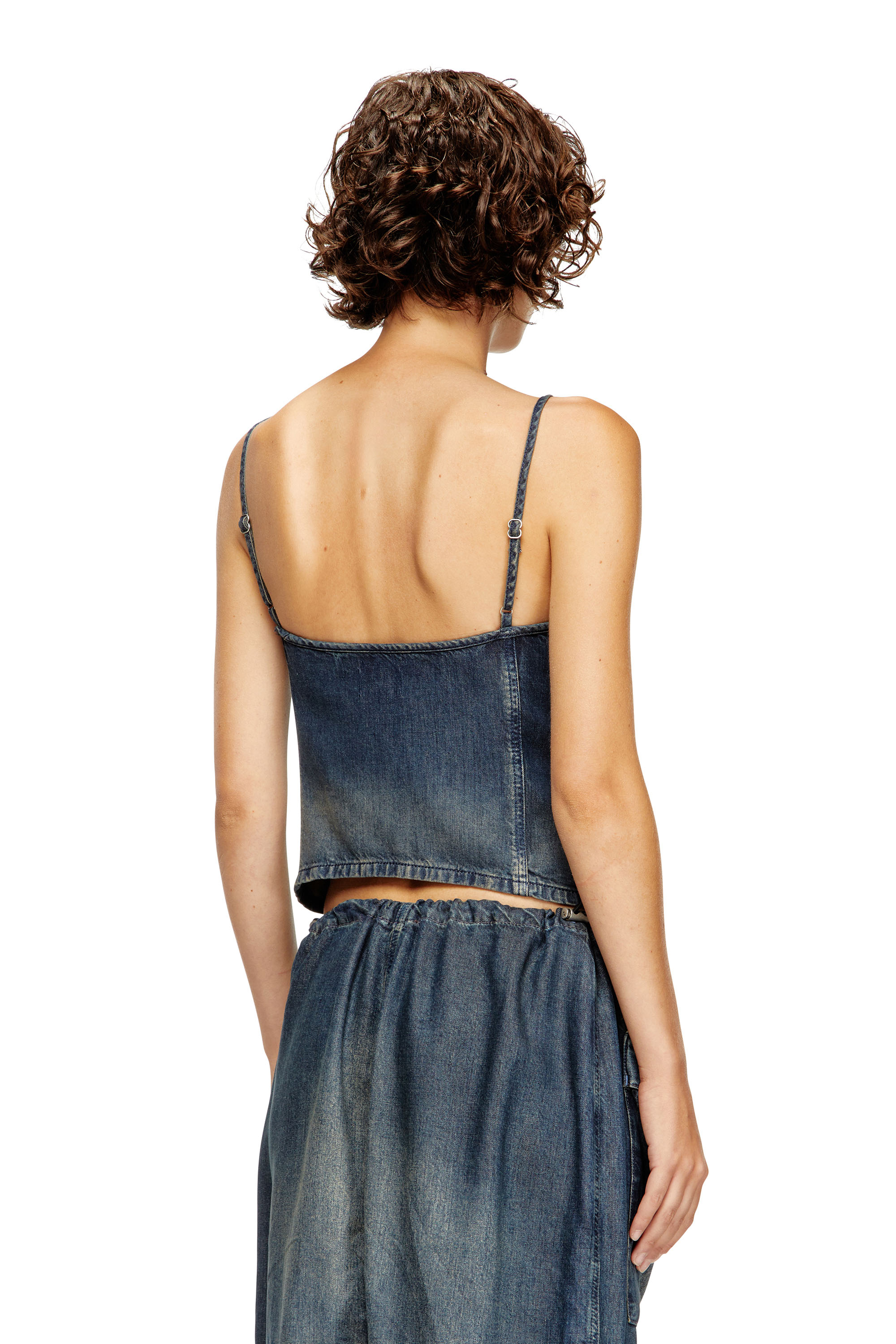 Diesel - DE-MELLIS-S, Haut en denim dégradé et fluide Femme in Bleu - 4