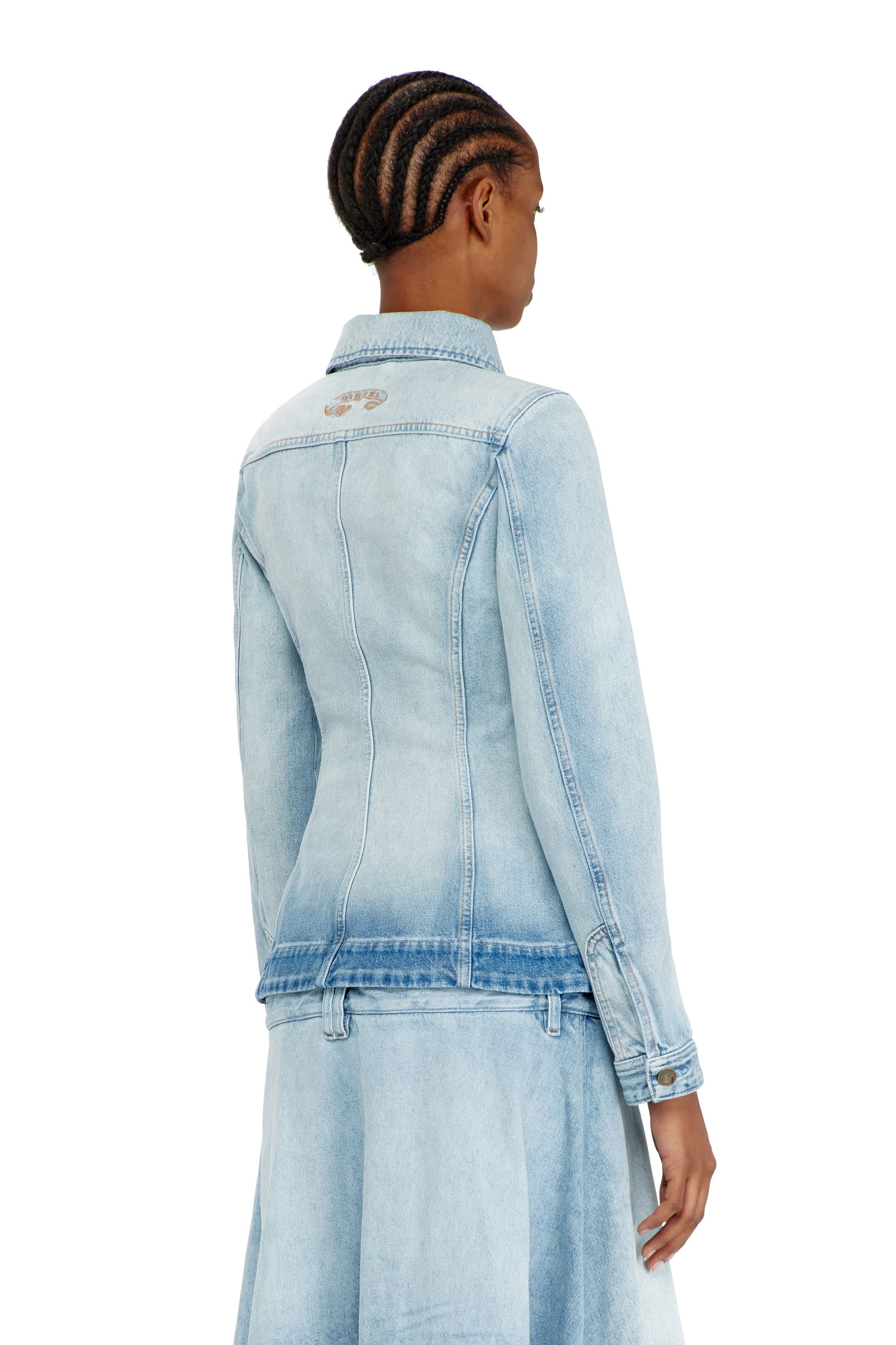 Diesel - DE-KATERIN-S, Woman's Hourglass denim trucker jacket in Light Blue - 4