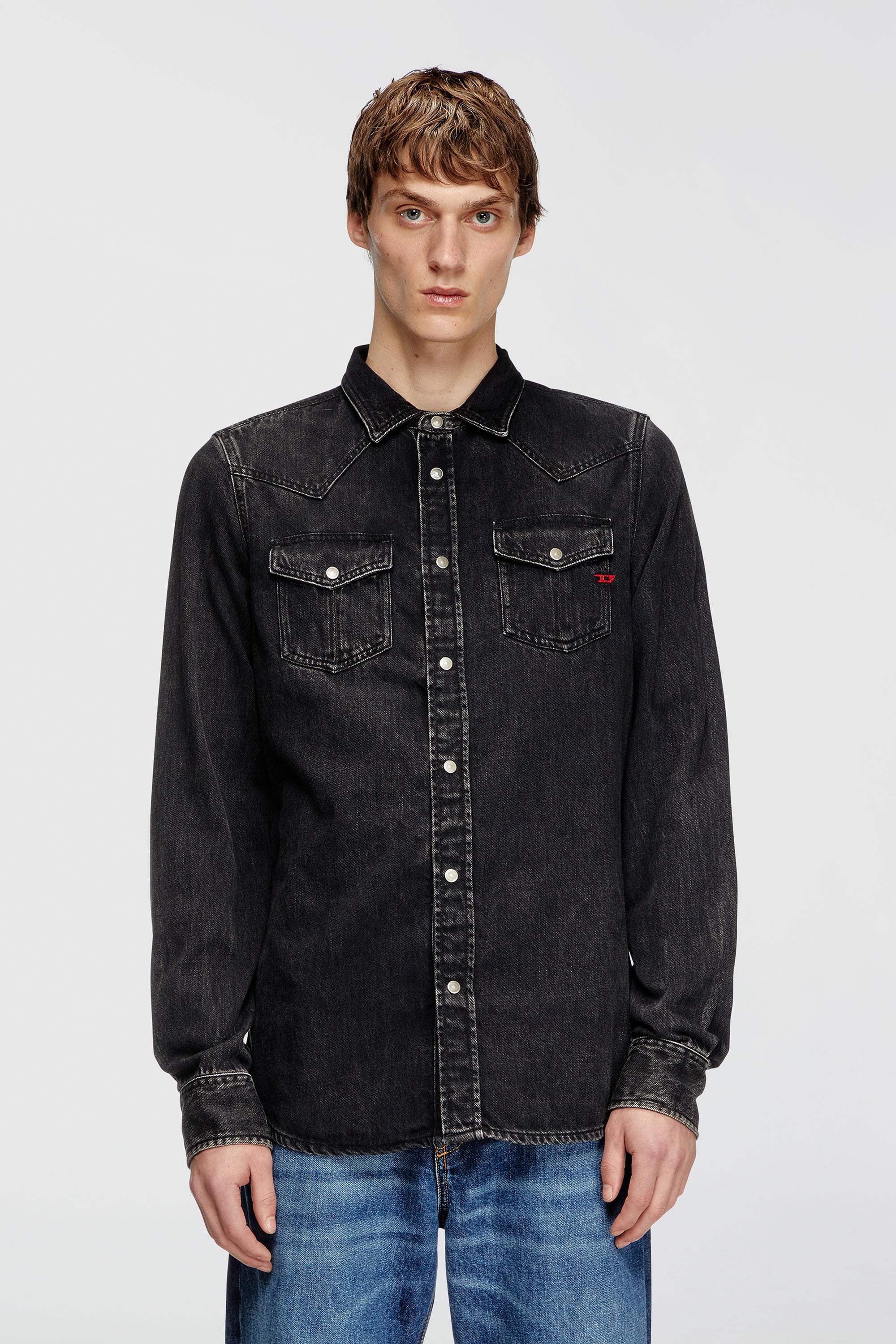 Diesel - D-VEGA, Surchemise en denim Homme in Noir - 1
