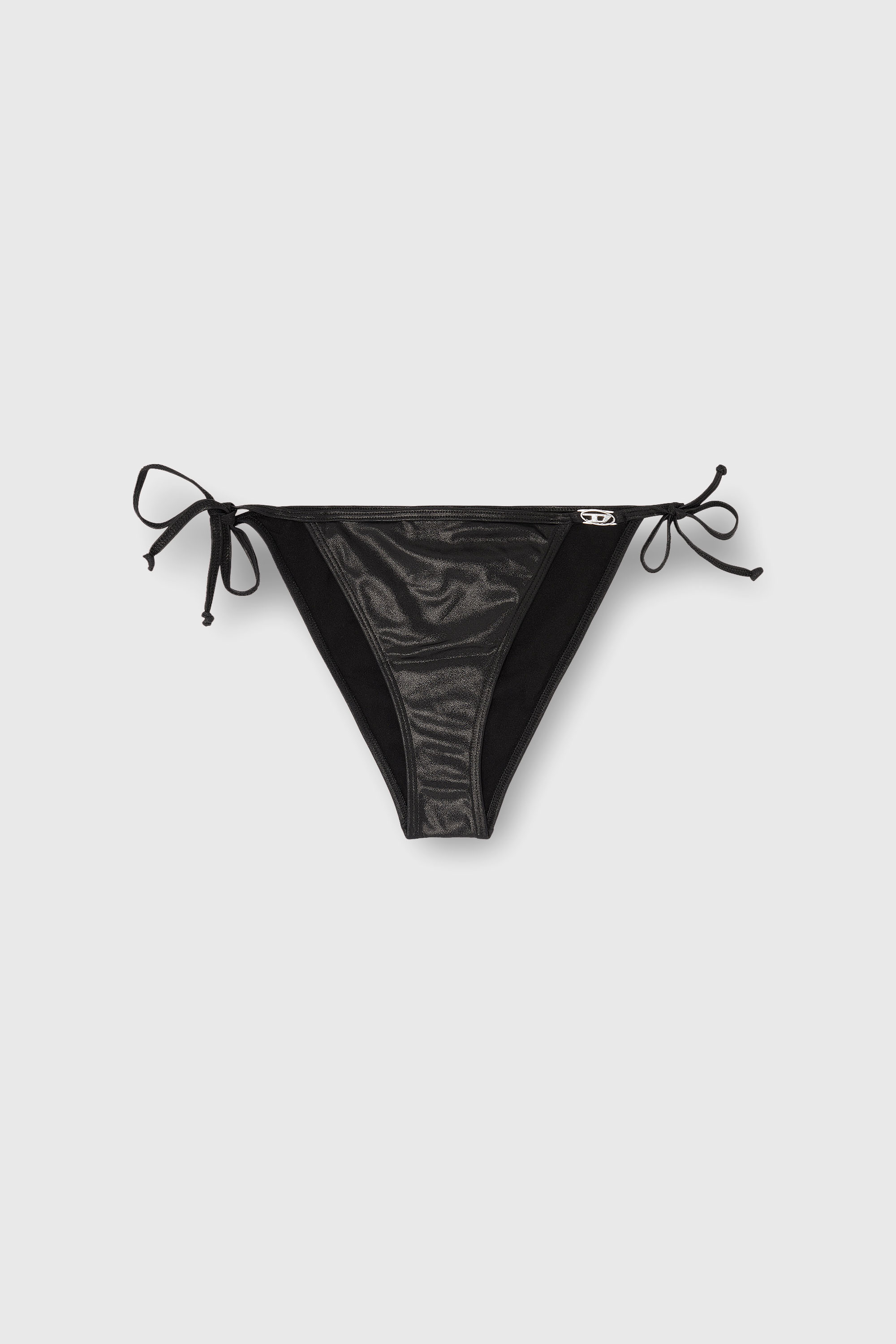 Diesel - BRIGITTES-DNM, Braguita bikini con lazada lateral en tejido brillante Mujer in Negro - 4