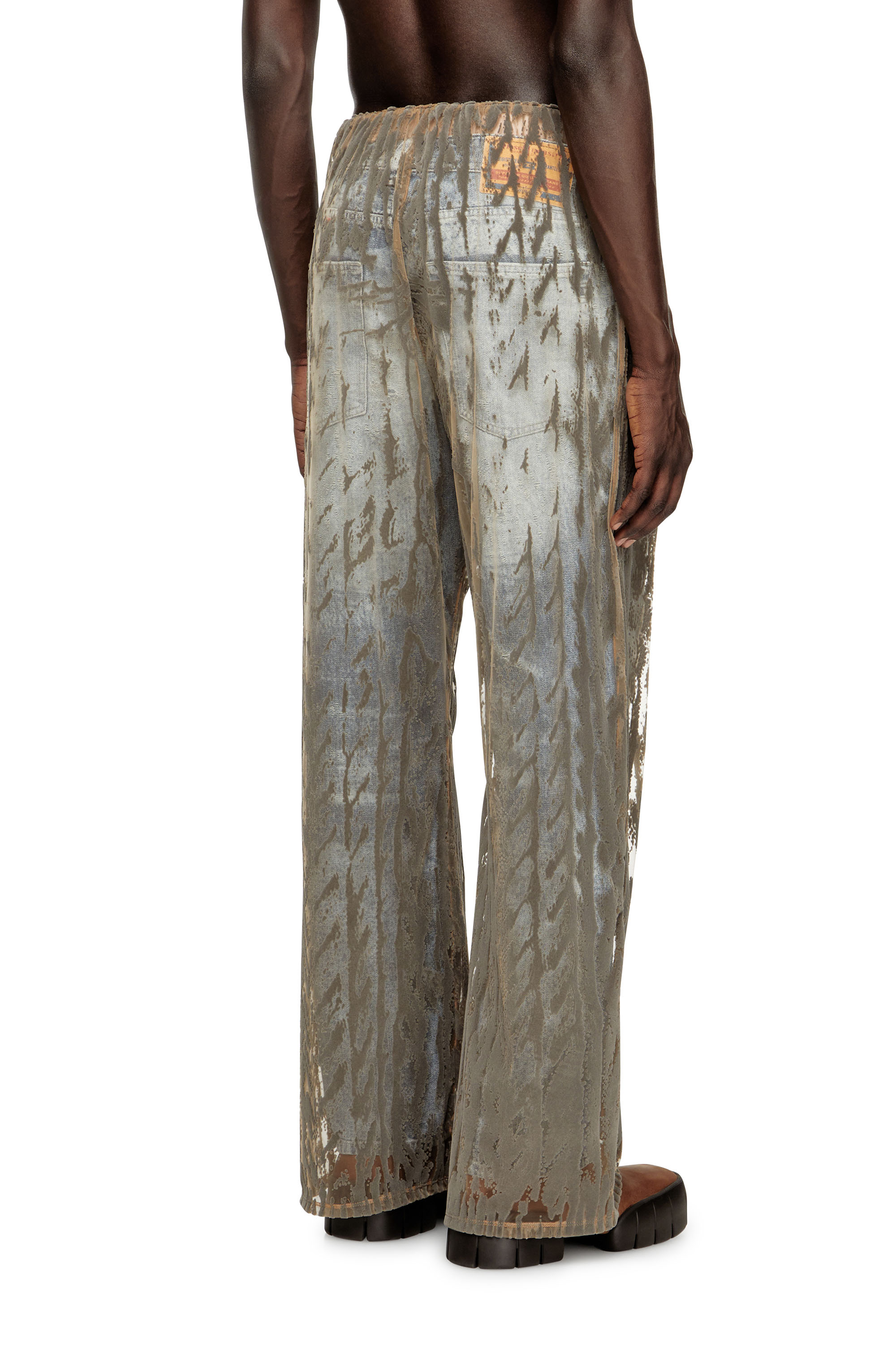 Diesel - P-EGASO, Man's Tulle pants with flocked cable prints in Grey - 3