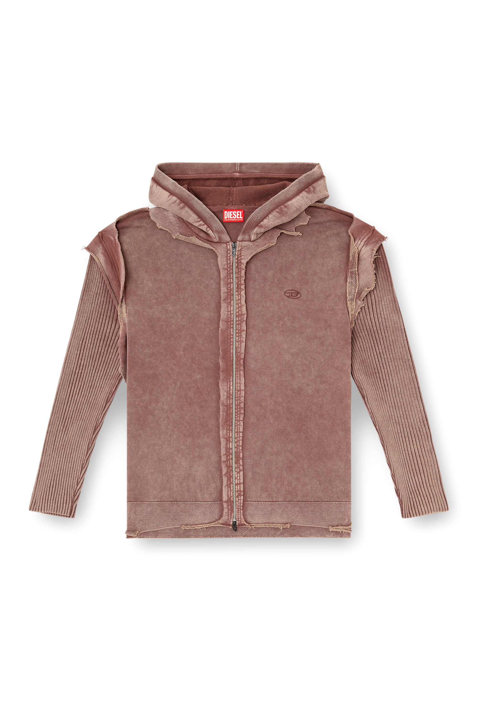 Diesel - K-PELTO, Sweat-shirt à capuche zippé avec effet destroy Homme in Marron - 3