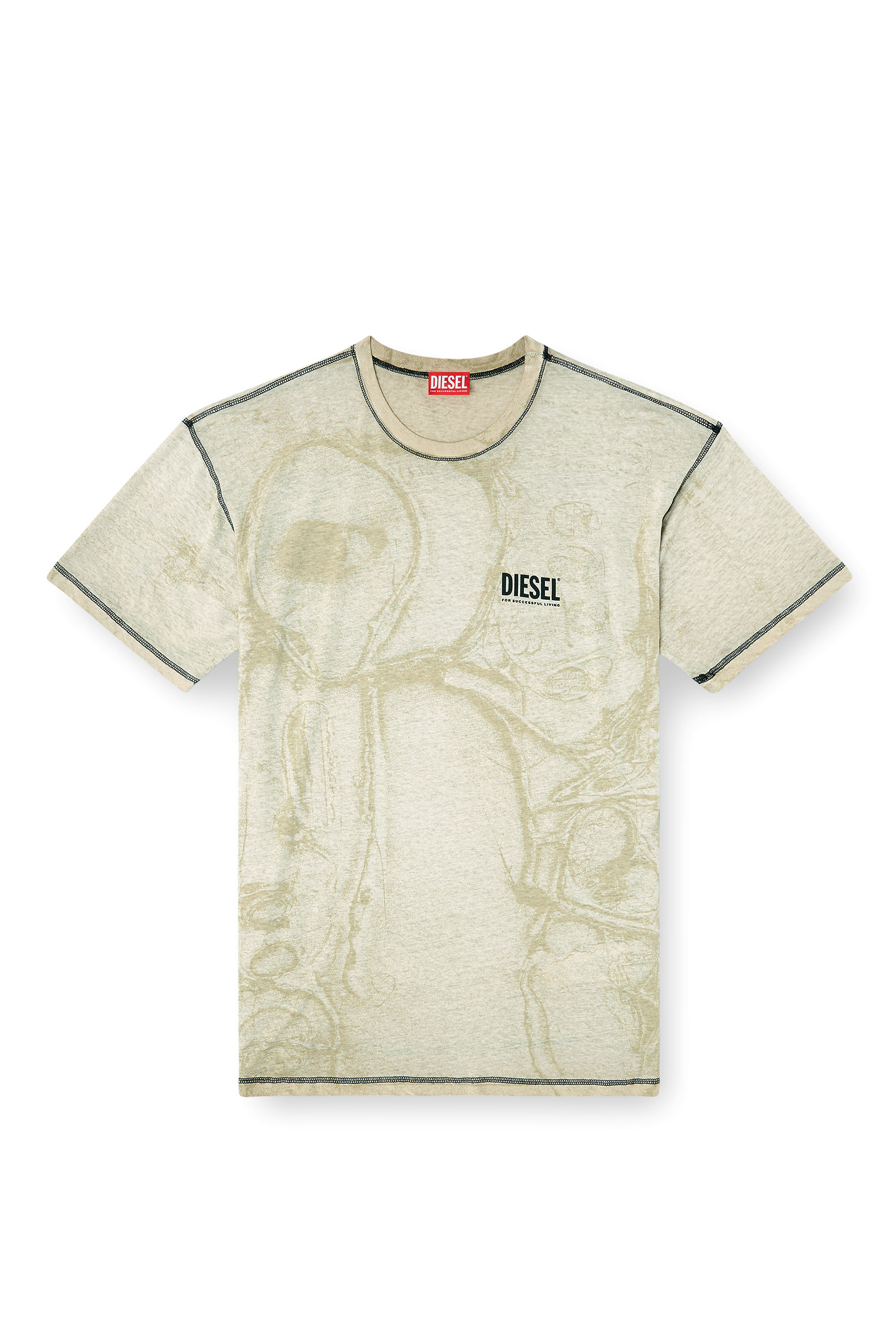 Diesel - T-NORM-V15, Camiseta de c&aacute;&ntilde;amo y algod&oacute;n con estampado integral Hombre in Gris - 2