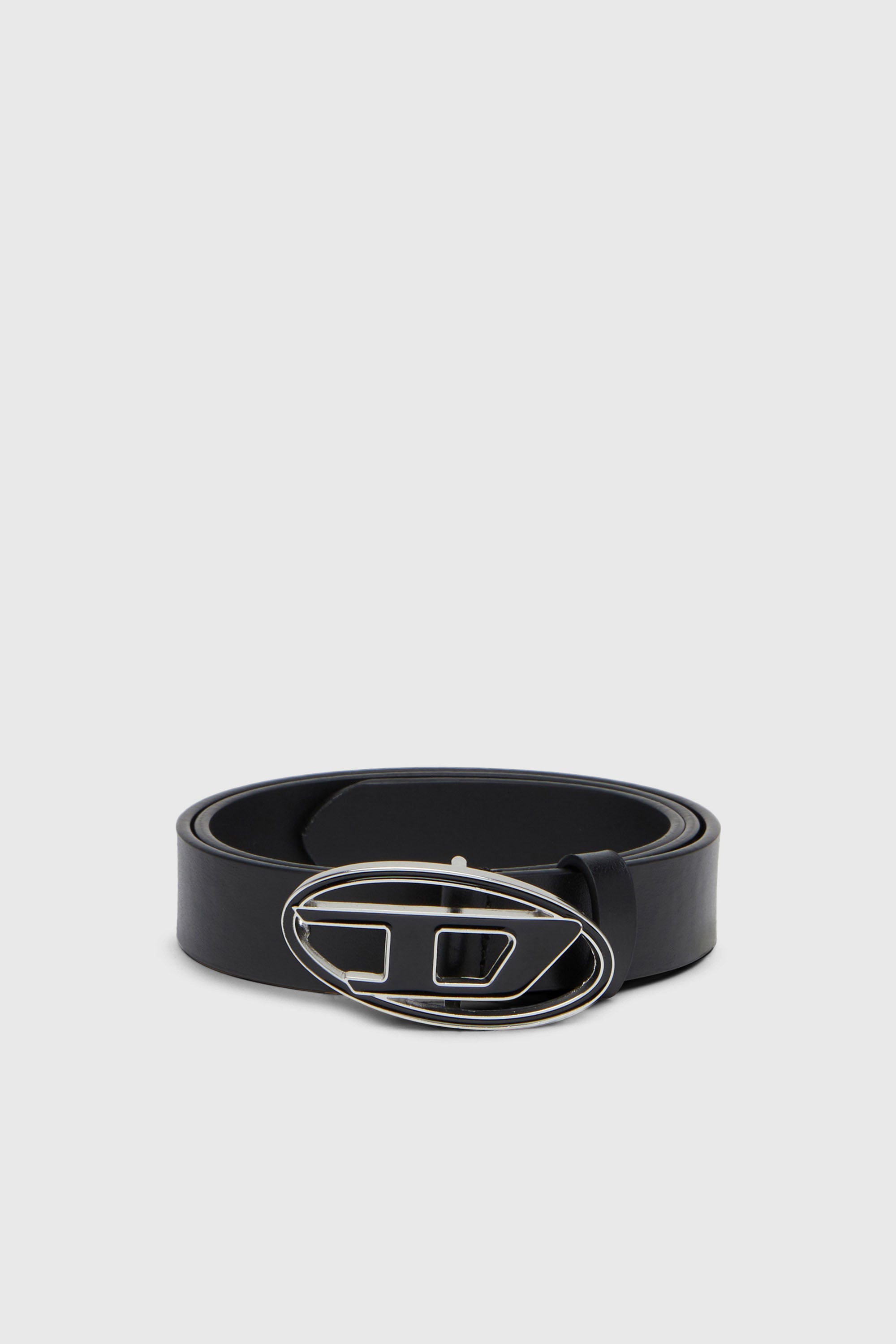 Diesel - B-1DR 25, Female's 2.4cm leather belt with enamelled Oval D buckle in Black - 1