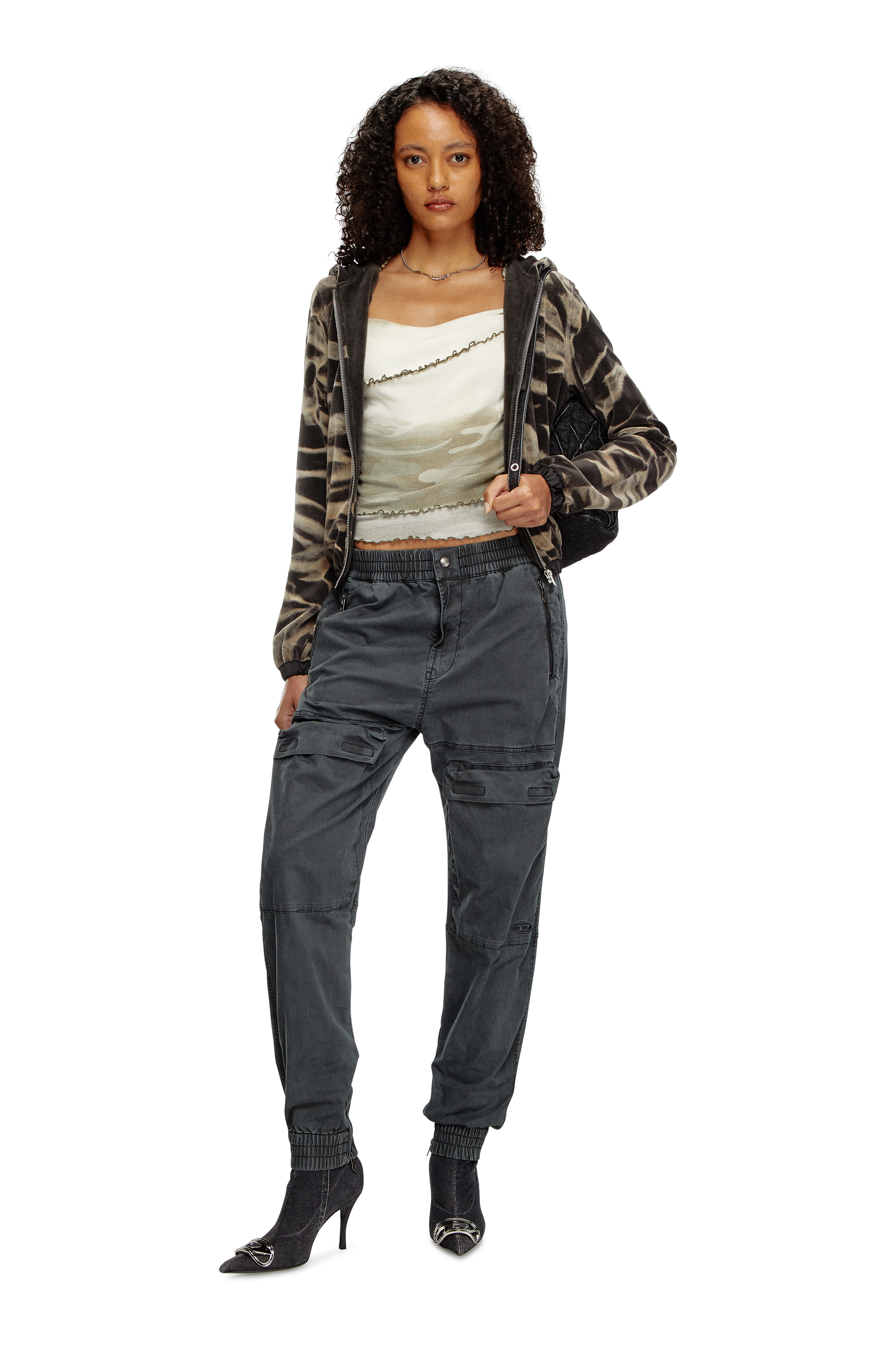Diesel - CHARM-D BACKPACK S, Woman's Charm-D S-Backpack in Argyle quilted denim in Black - 2