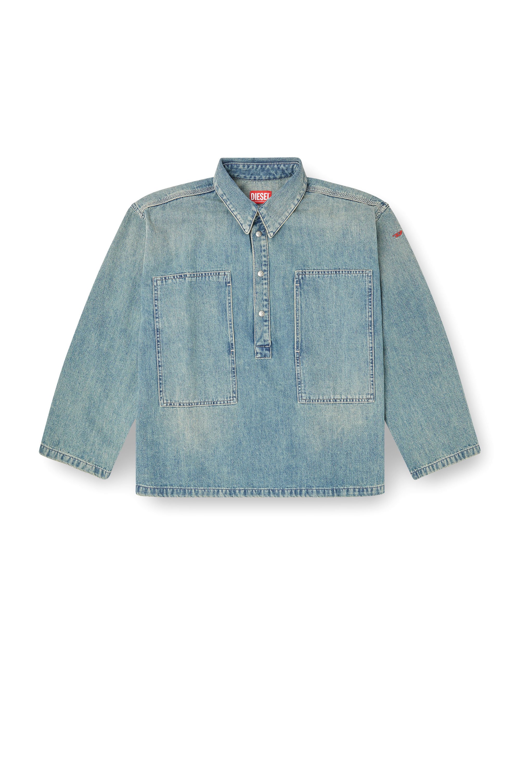 Diesel - DE-PRISS, Female's Henley top in utility-style denim in Light Blue - 3