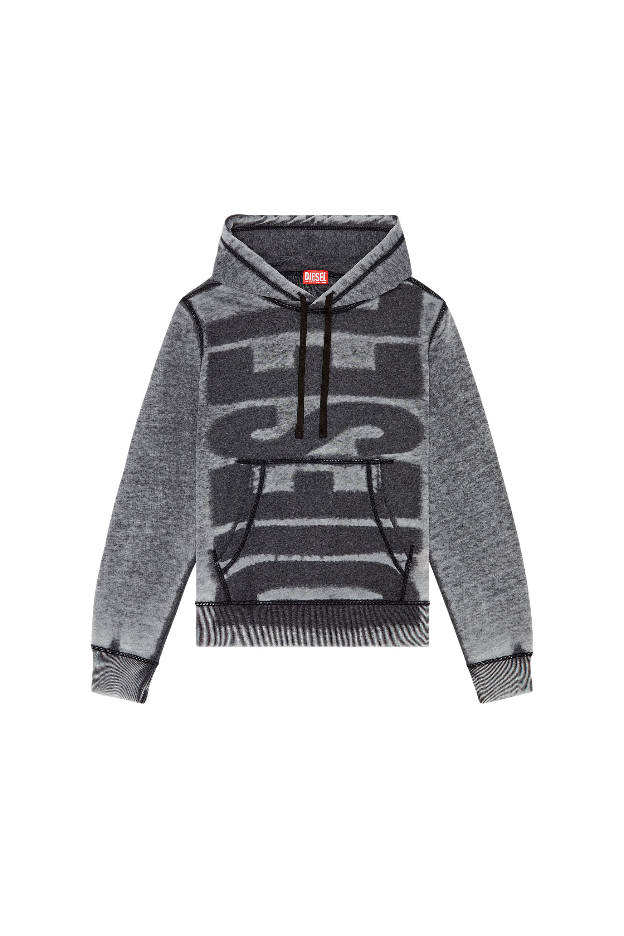 JanJan Men's Hoodie with burn-out logo | Black | Diesel