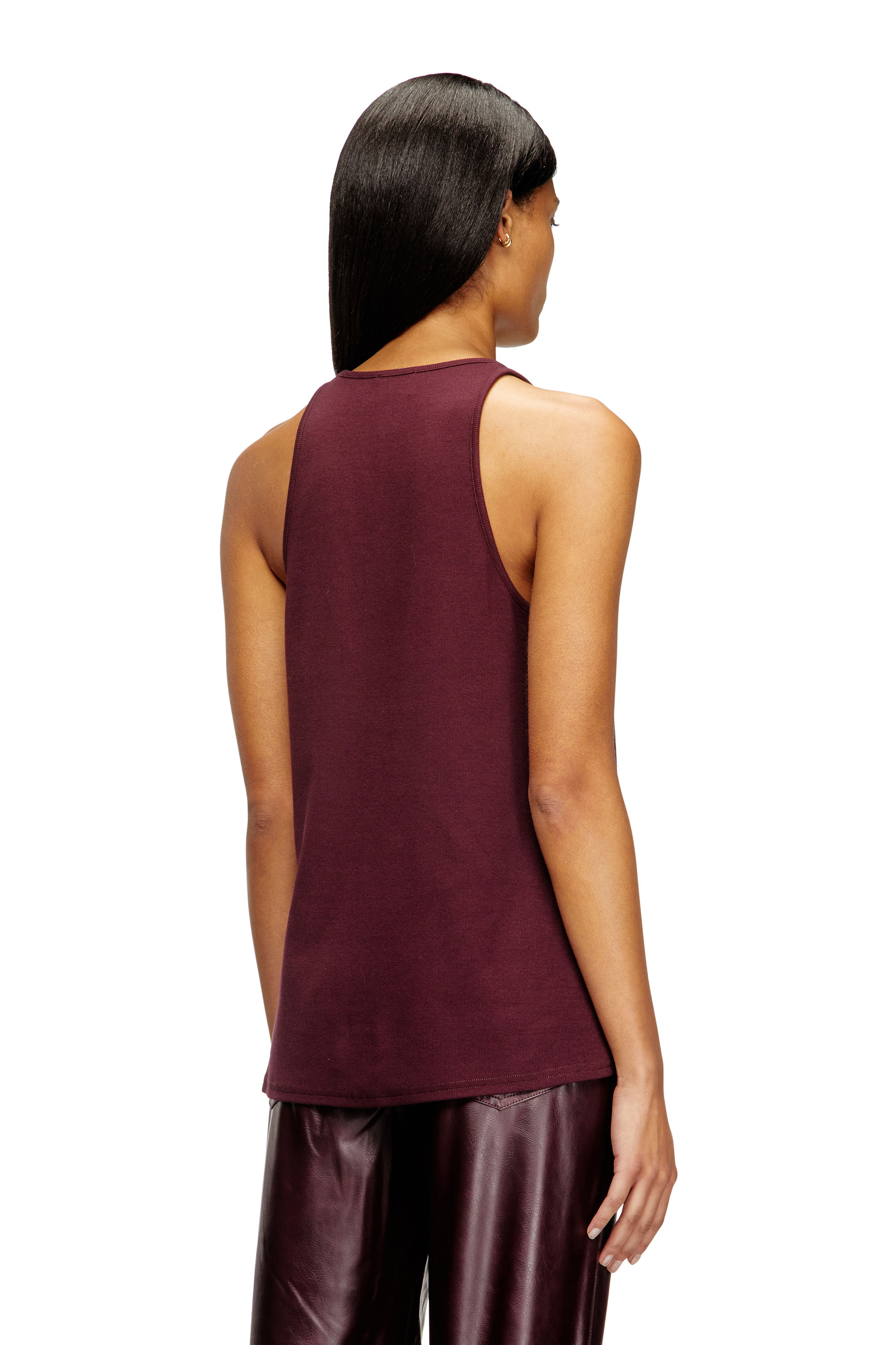 Diesel - FR-T-IPSYA, Female's Burgundy tank top with Oval D detail in Burgundy - 4