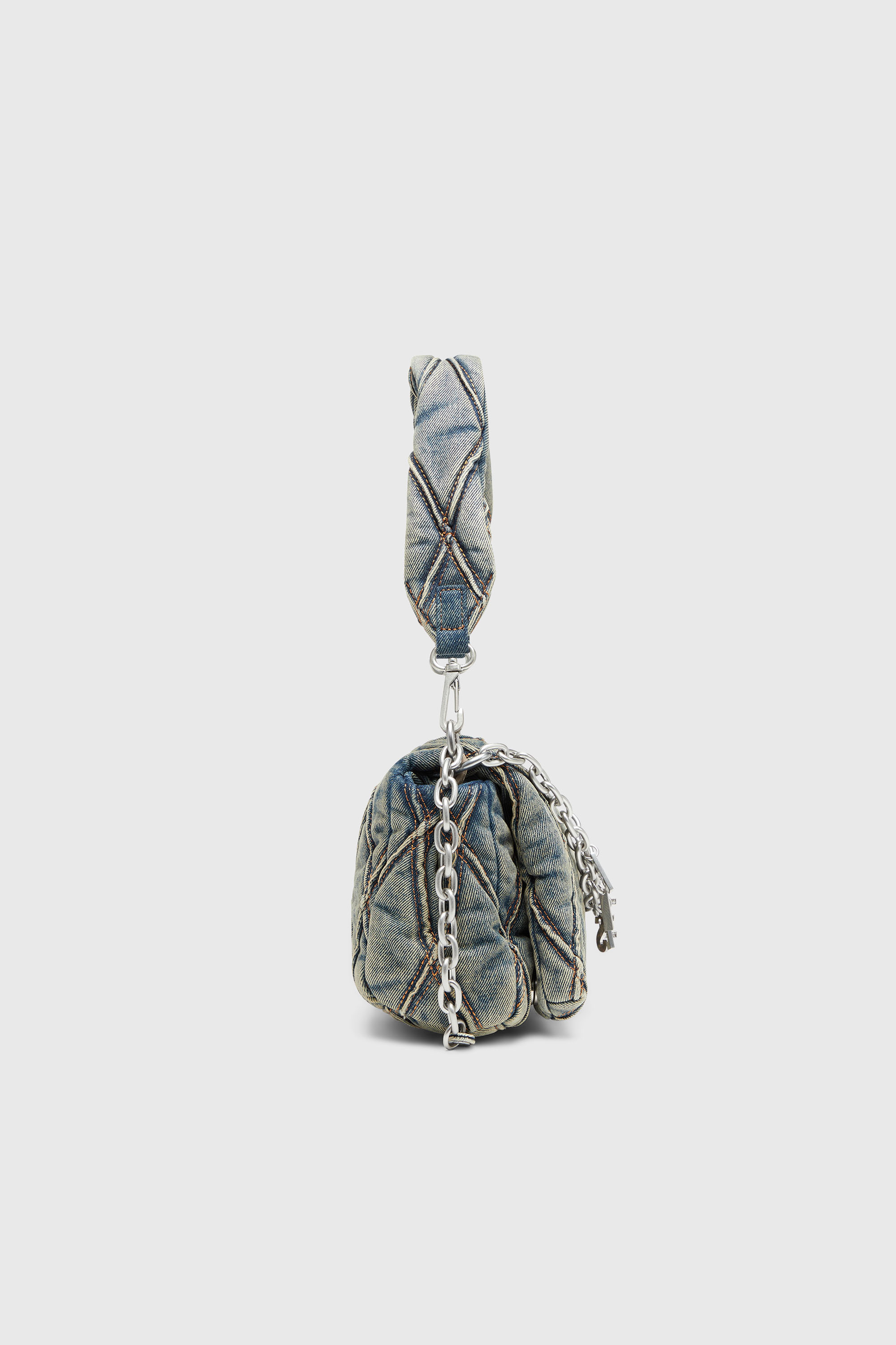 Diesel - CHARM-D SHOULDER S, Charm-D-Bolso de hombro peque&ntilde;o de denim acolchado Mujer in Azul marino - 5