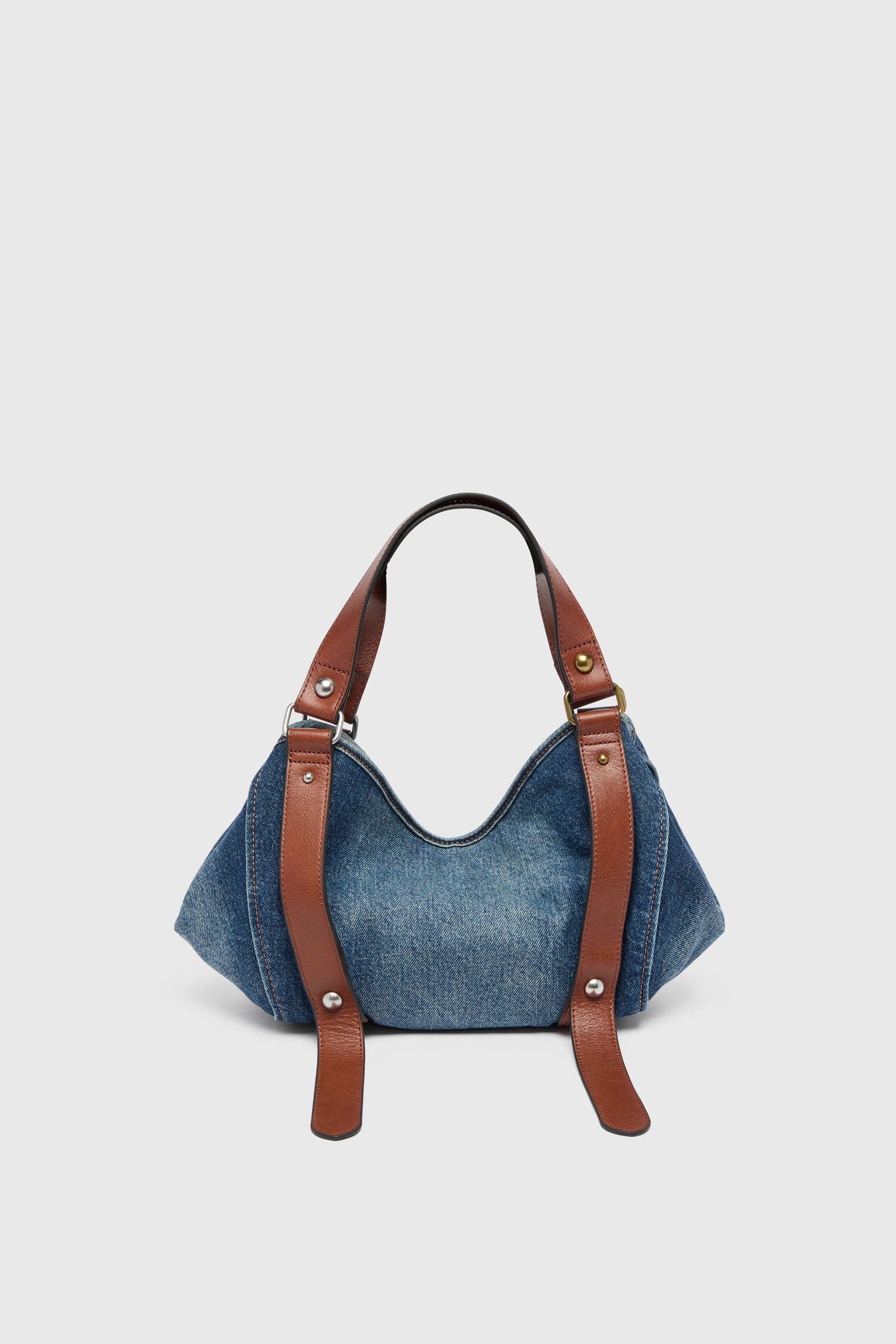 Diesel - D-ONE TOPHANDLE S, D-One-Small sac &agrave; poign&eacute;e en denim et cuir Femme in Bleu - 2