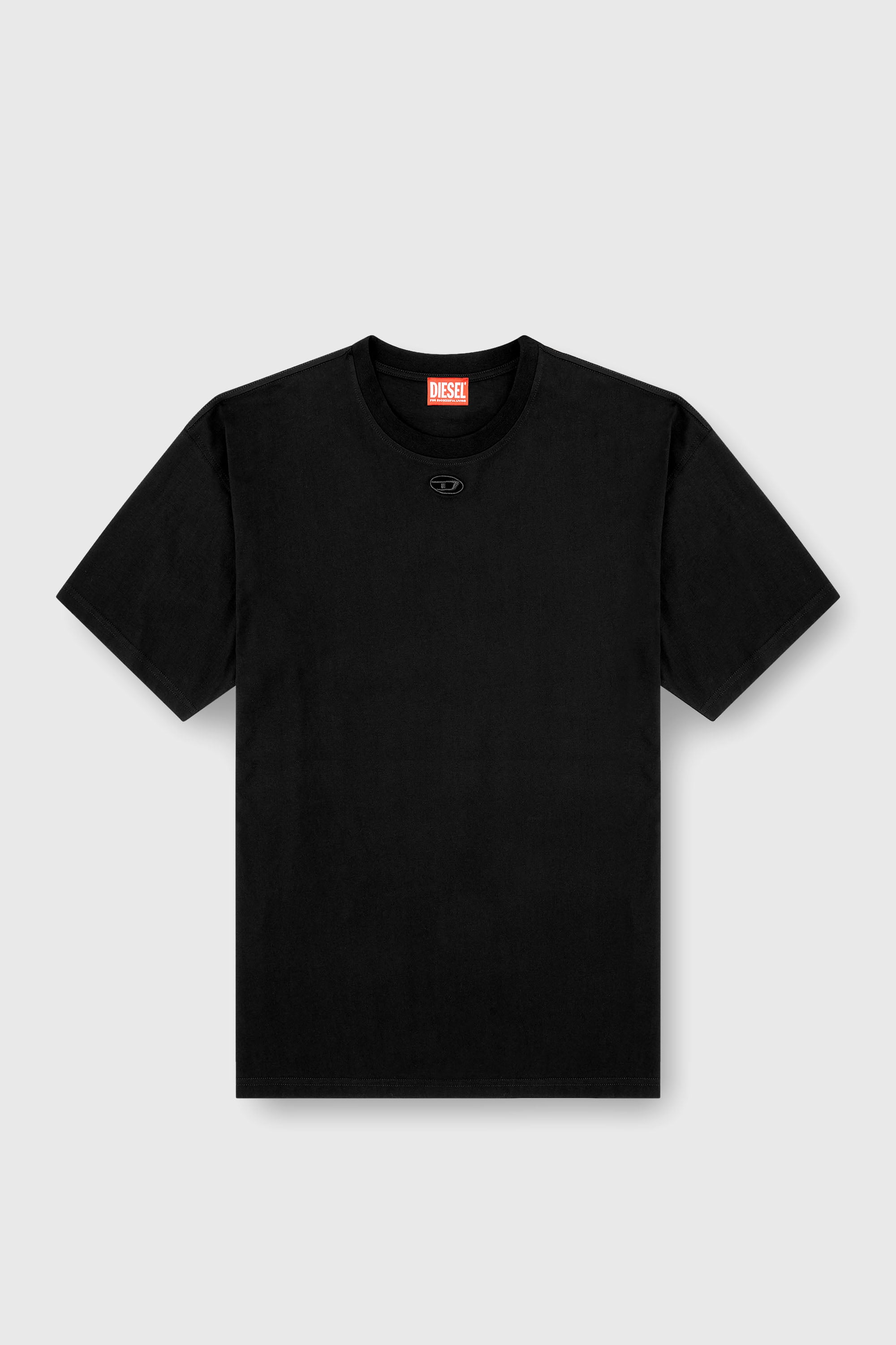 Diesel - T-BOXT-DCO, Man's Relaxed cotton T-shirt with Oval D embroidery in Black - 2