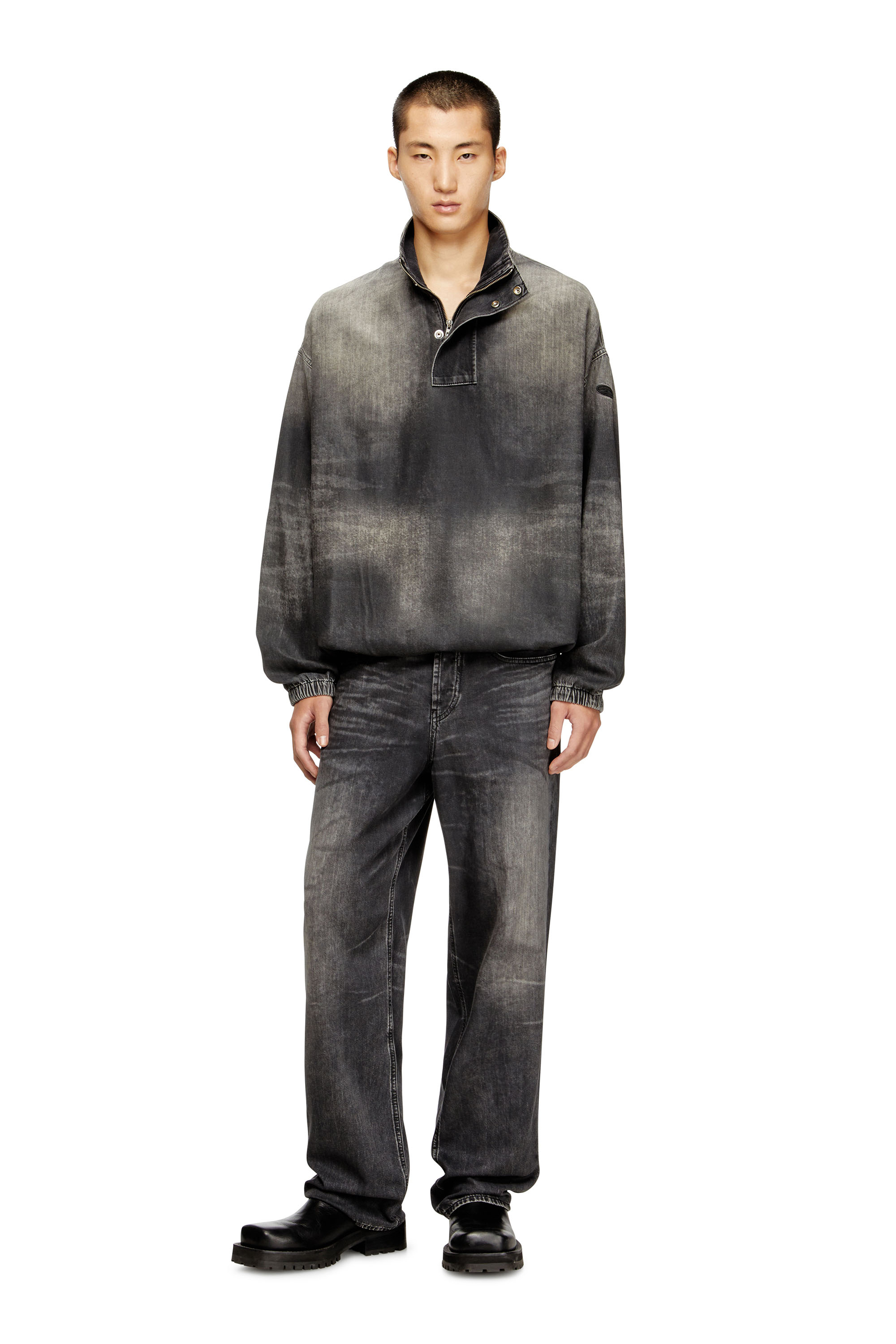 Diesel - D-FLOW-S3, Unisex's Denim top with mock neck in Black - 1