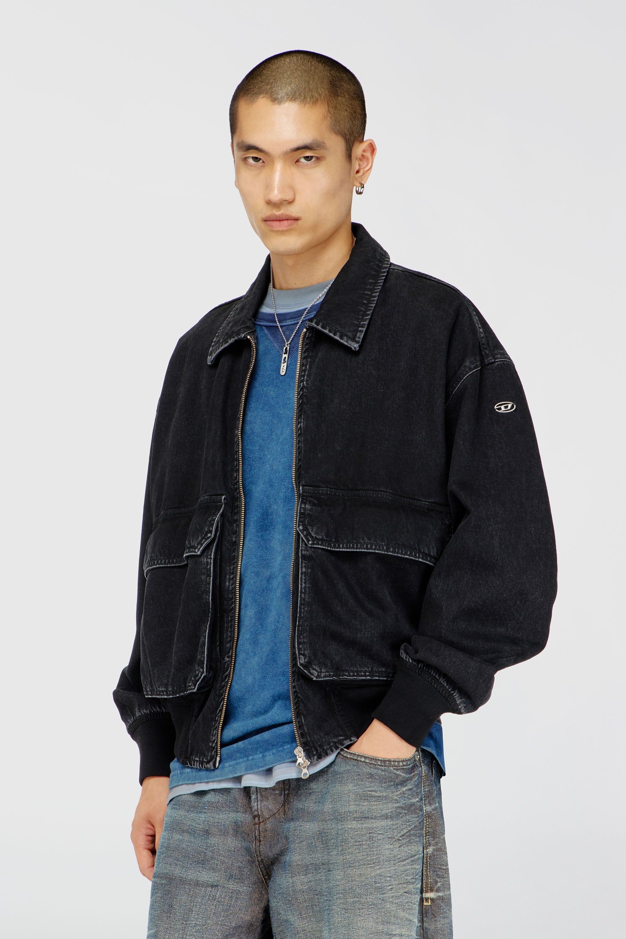 Diesel - D-KURZ, Chaqueta de mezclilla Unisex in Negro - 1