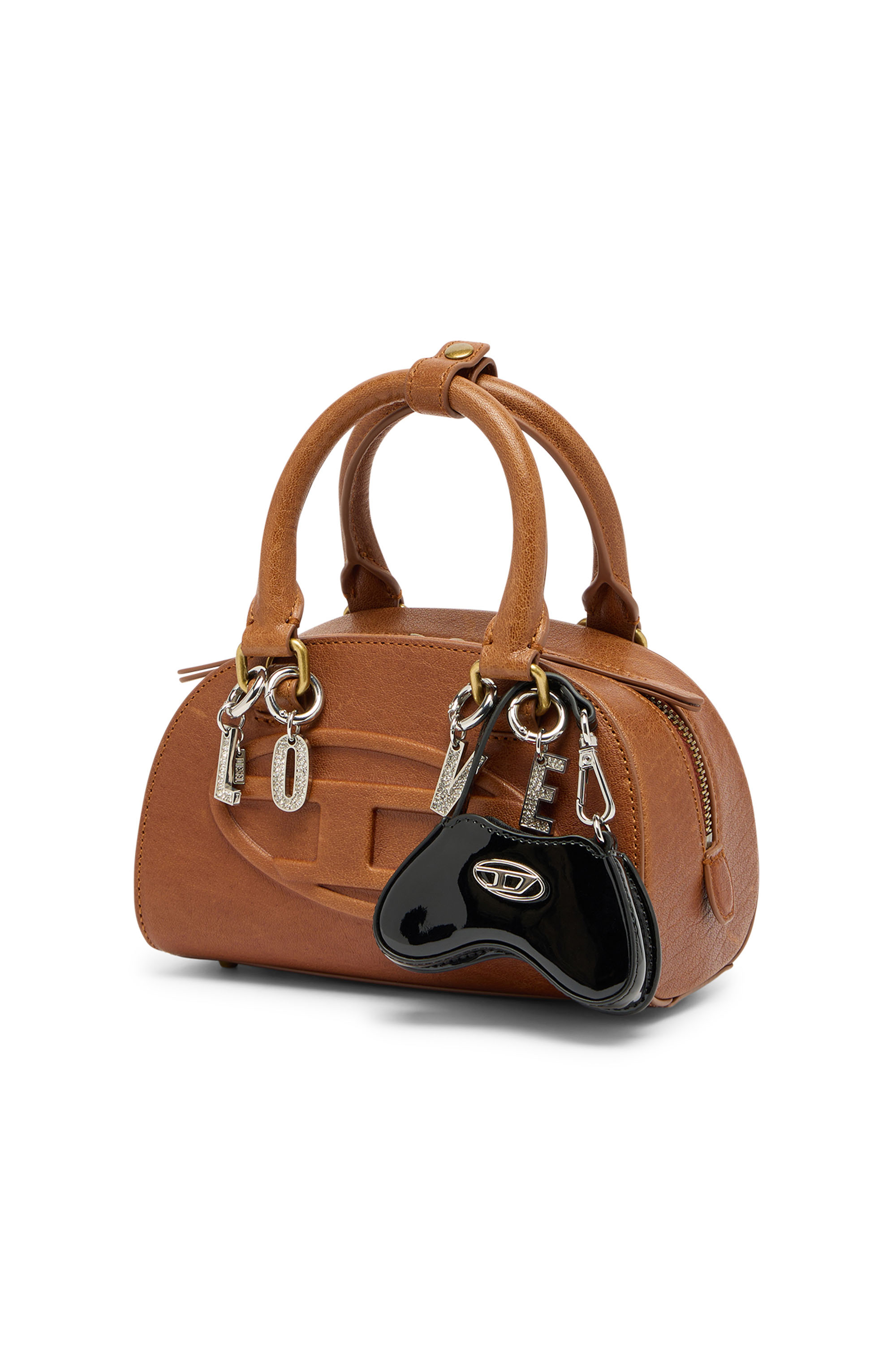 Diesel - 1DR DOME CROSSBODY, Female's 1DR Dome-Mini bowling bag in pull-up leather in Camel - 6