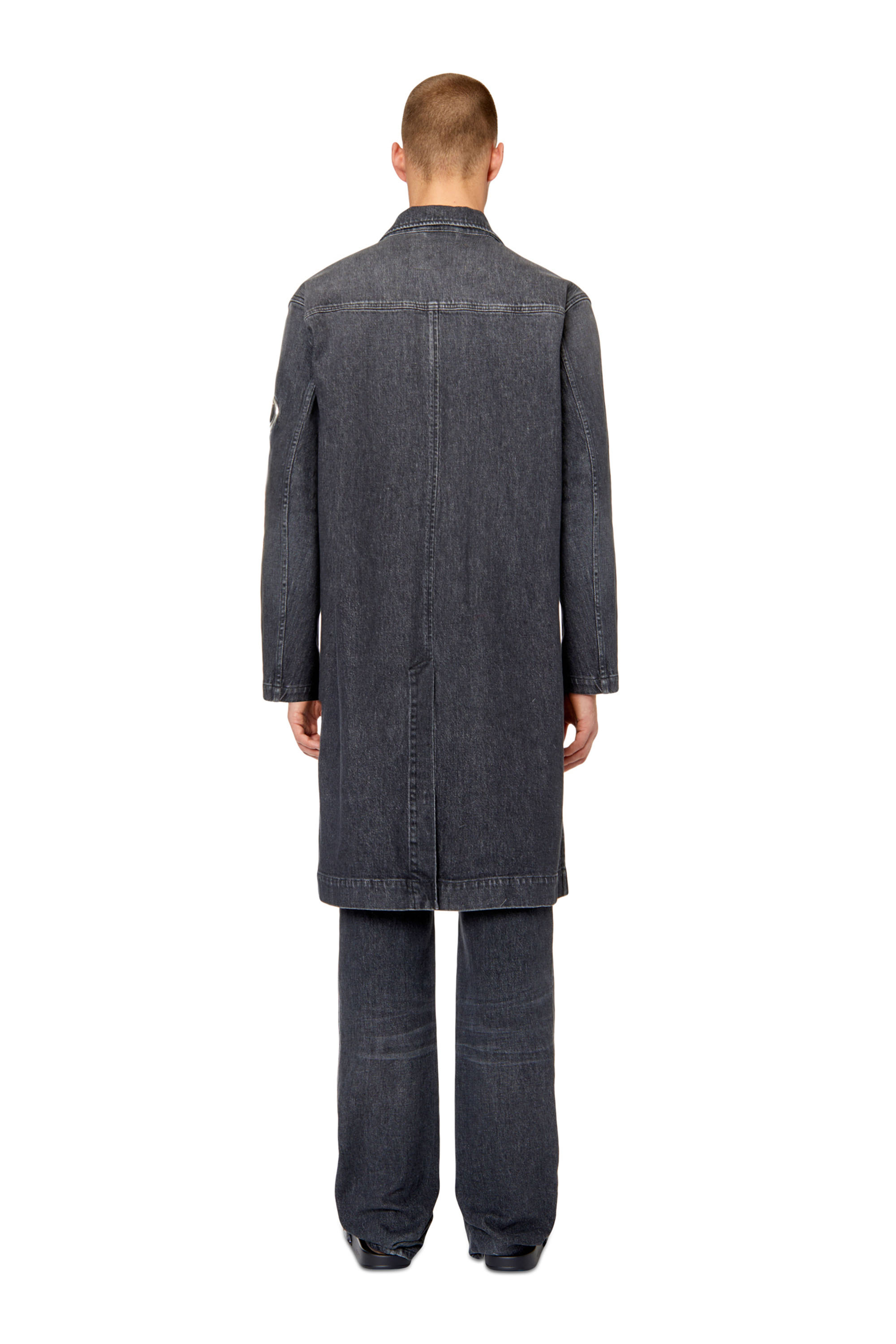 D-ROKU-LONG-FSC1 Man: Long jacket with cut-out metal D logo | Diesel