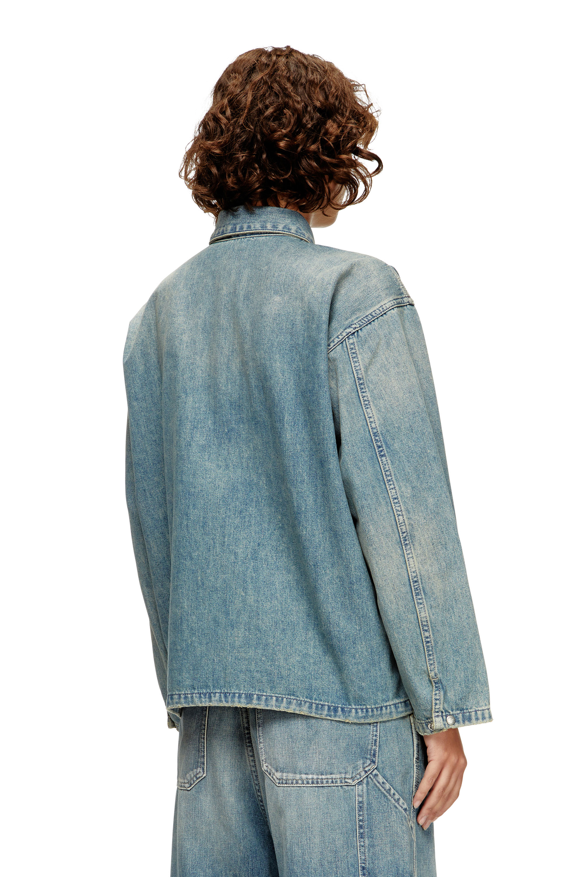 Diesel - DE-PRISS, Female's Henley top in utility-style denim in Light Blue - 3