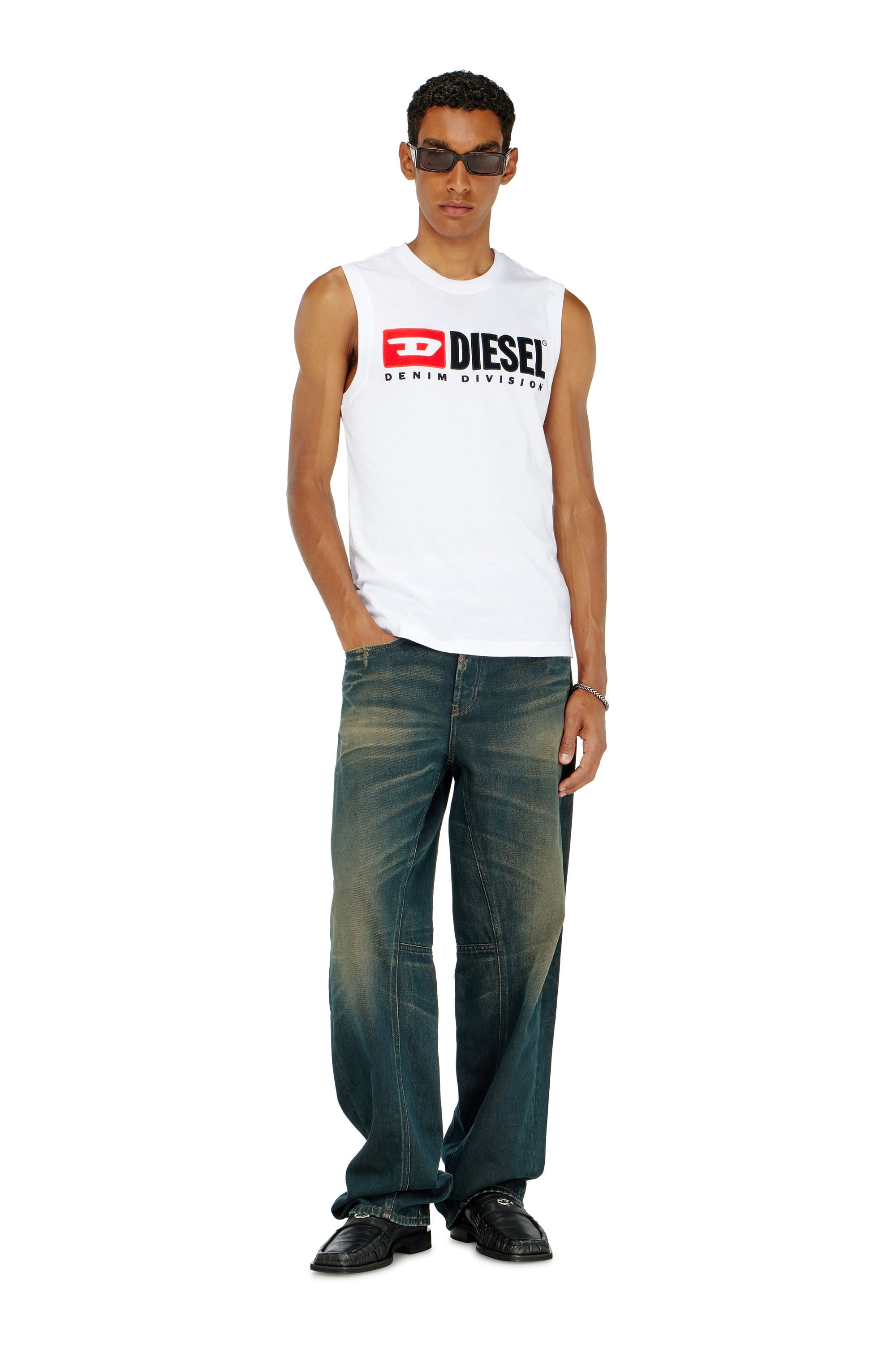 Diesel - T-ISCO-DIV, Man's Tank top with chest logo print in White - 2