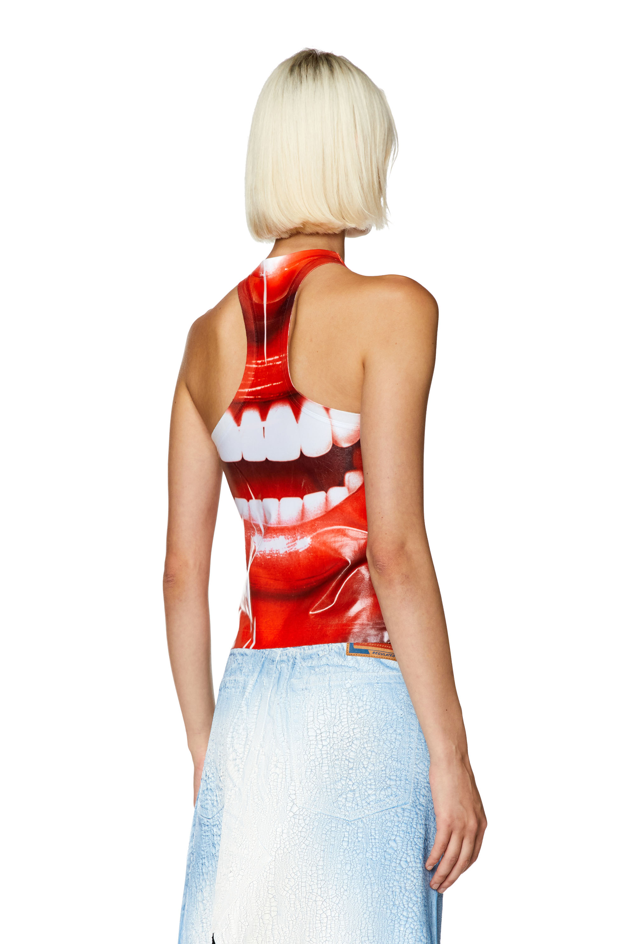 Diesel - T-FINSI, Woman's Tank top with smile print in Pink - 4