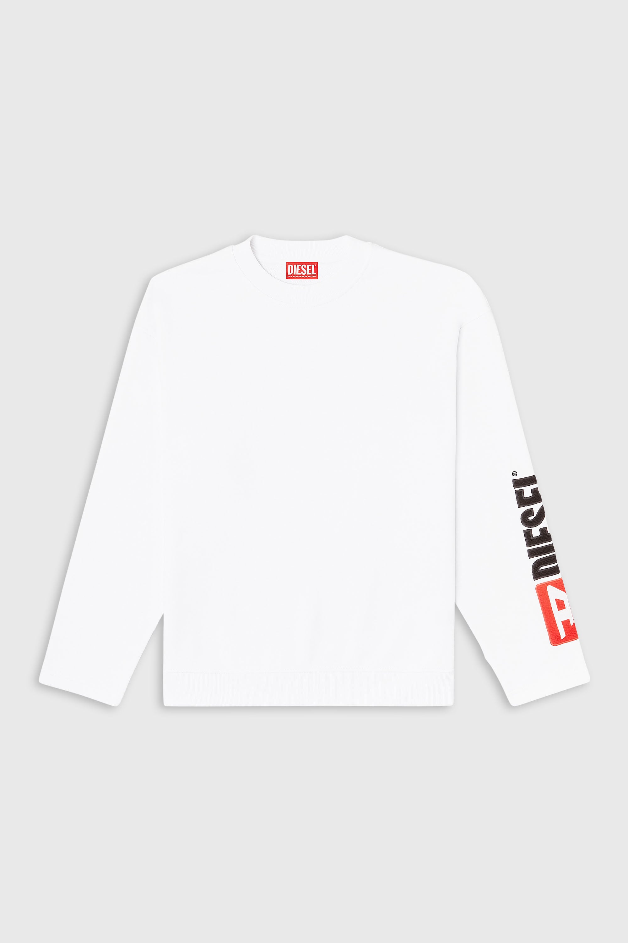 Diesel - S-BOXT-NC-DIV, Man's Crewneck sweatshirt with logo patch embroidery in White - 2