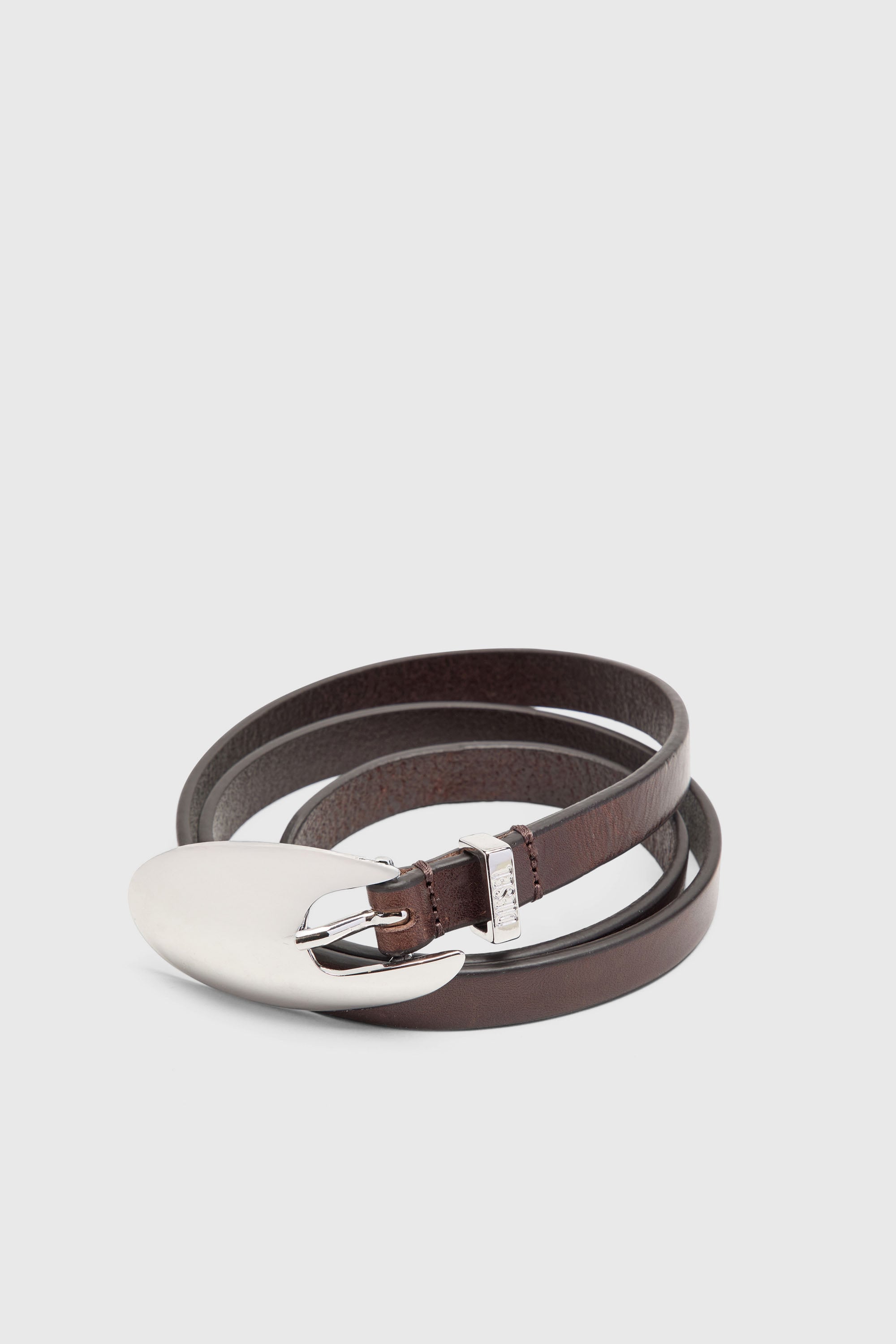 Diesel - B-ROP 15, Cintur&oacute;n 1.5 cm fino de cuero con hebilla escult&oacute;rica Mujer in Marr&oacute;n - 2