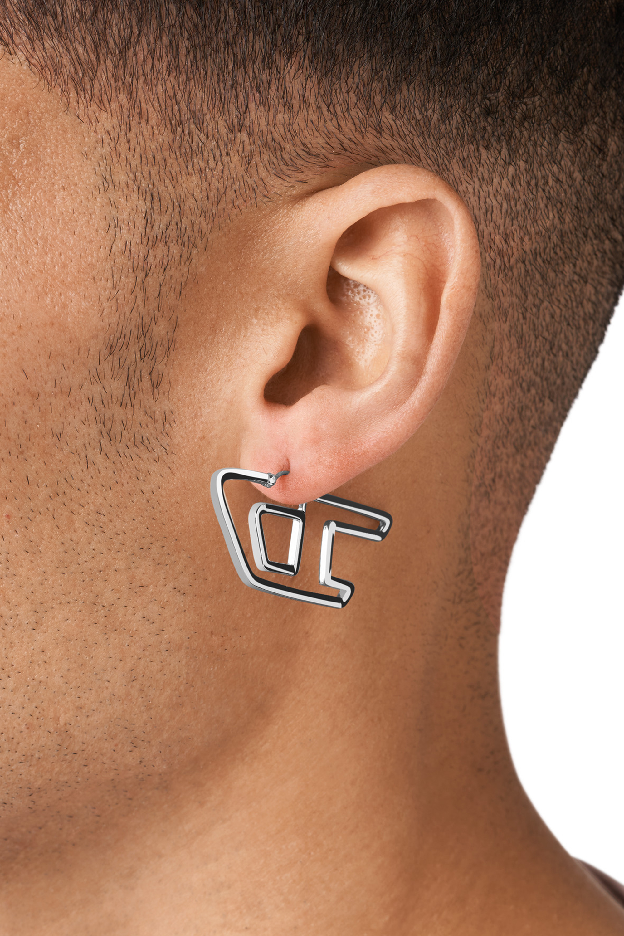 DX1363: Silver brass hoop earrings | Diesel