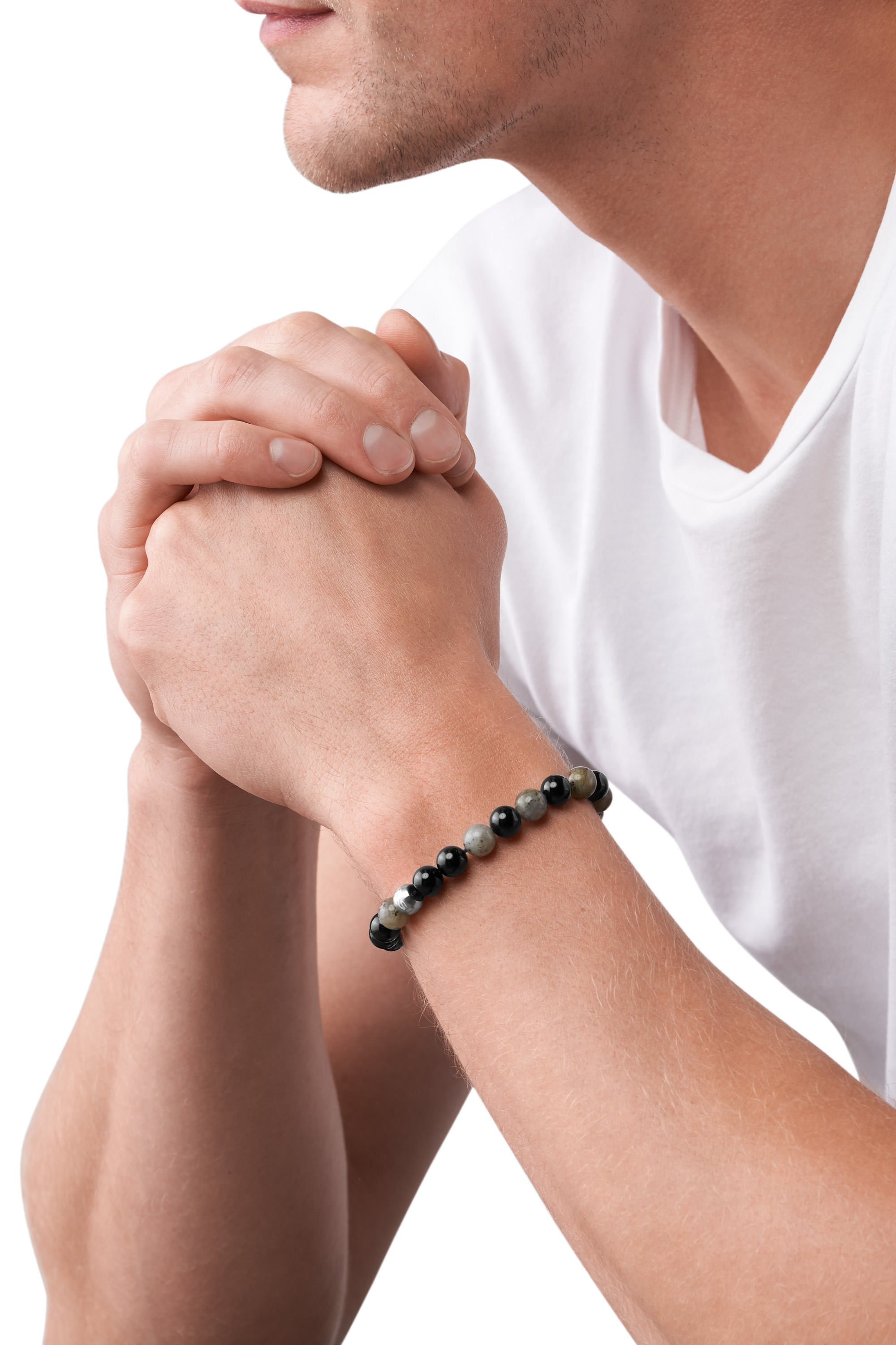 DX1325: Agate and Labradorite Beaded Bracelet | Diesel