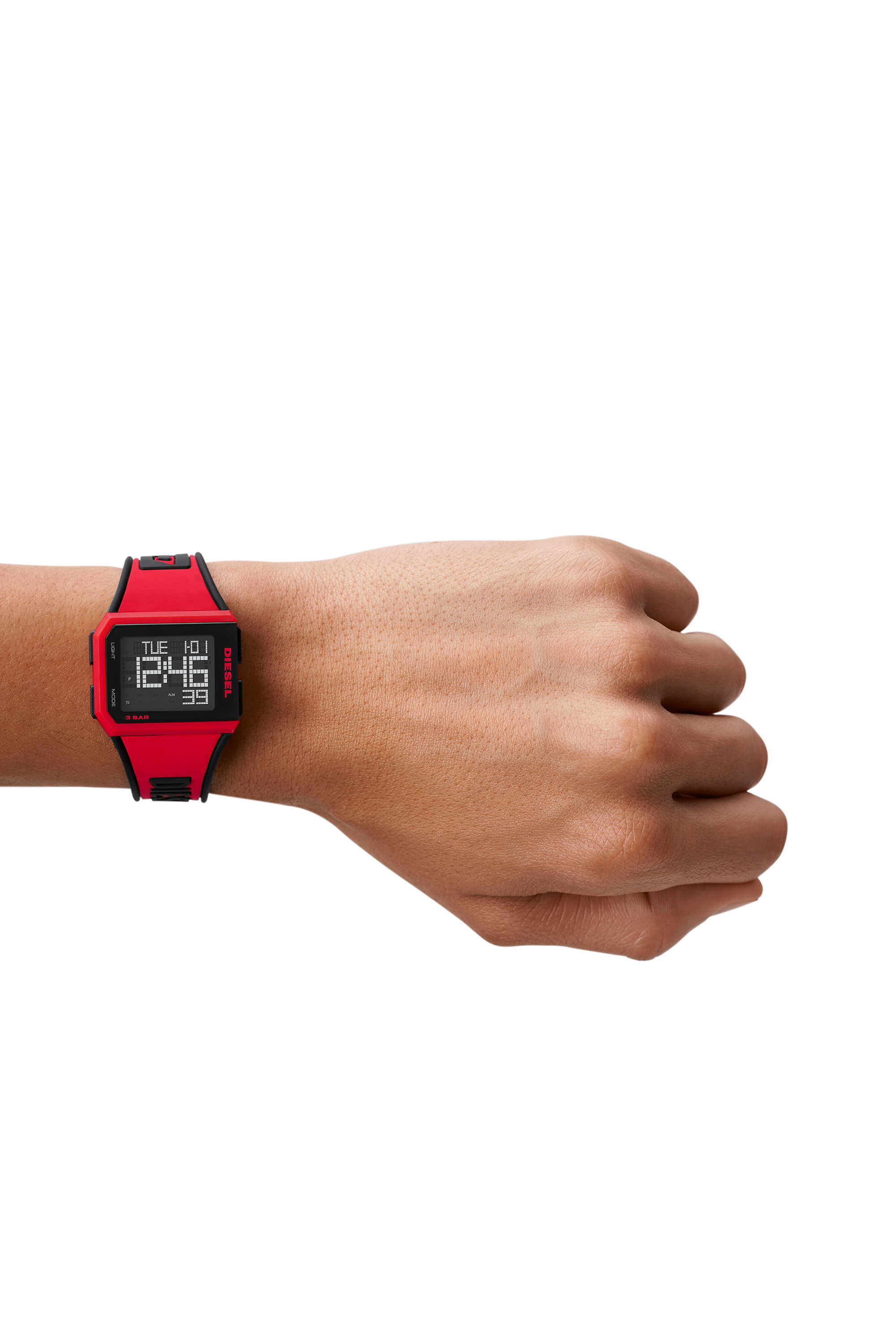 Diesel - DZ1923, Unisex's Chopped Digital Red Silicone Watch in Red/Black - 4