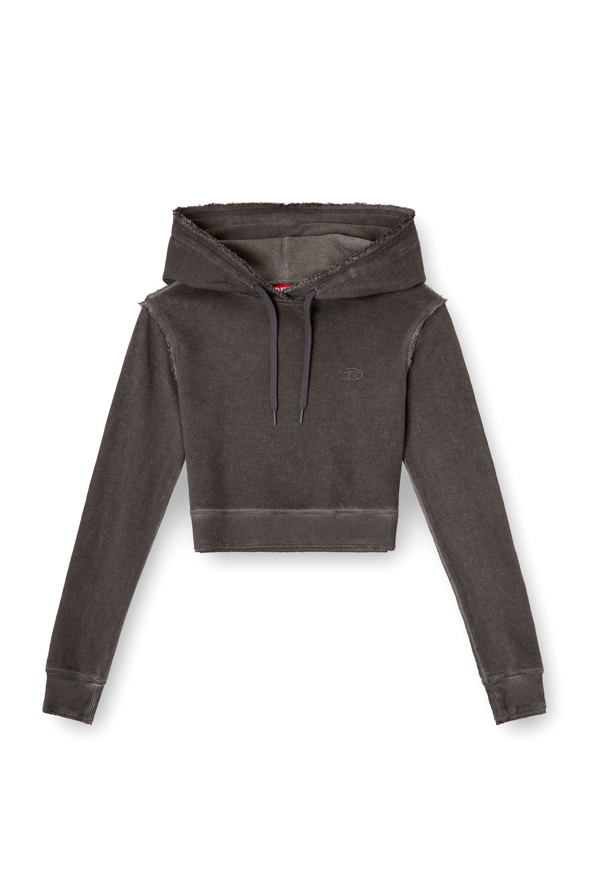 Diesel - F-SLIMMY-HOOD-S3, Sudadera con detalle de pedrer&iacute;a en la parte trasera Mujer in Gris - 4